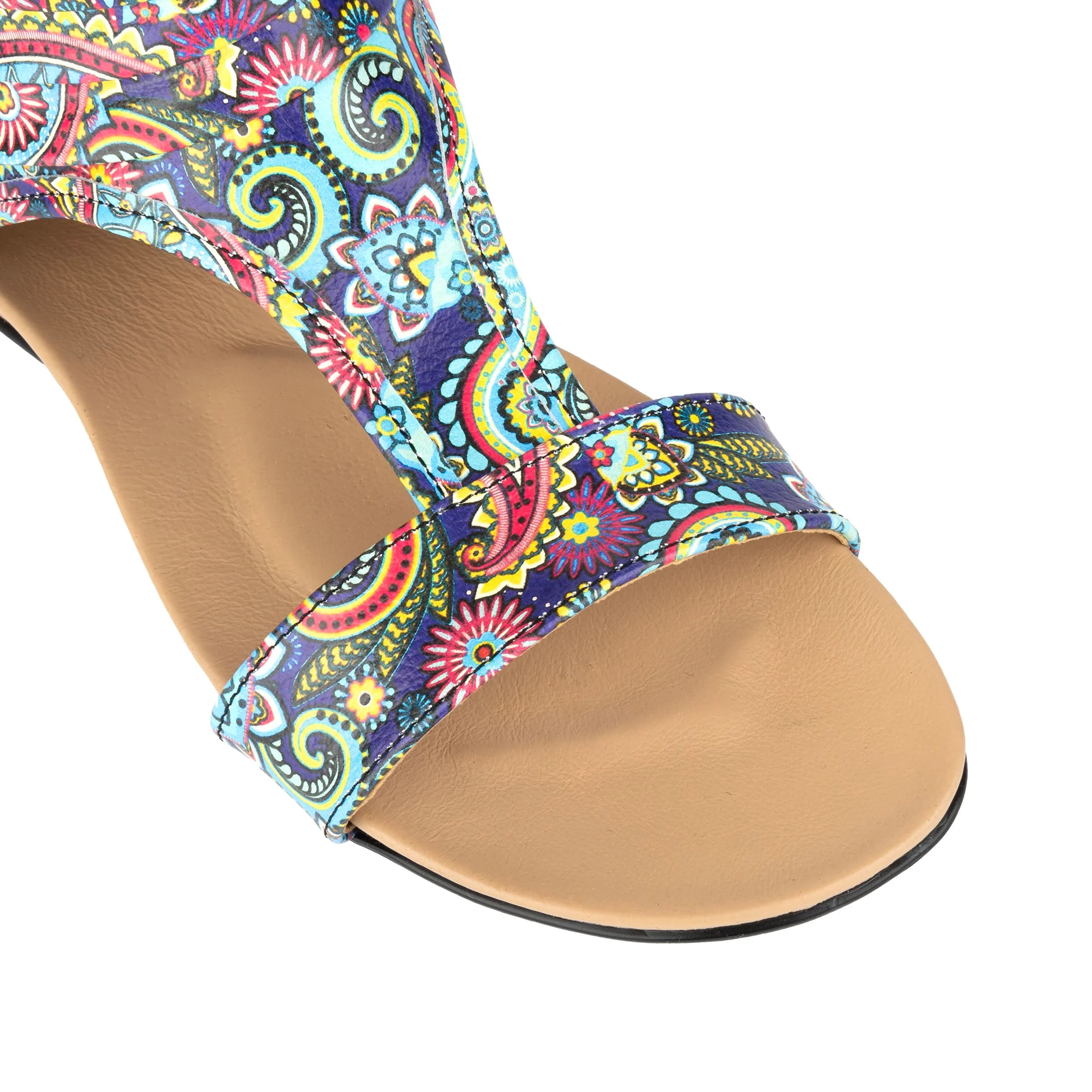 Downtown - Festival Blue - Women's flat T-bar sandal with covered heel - Image 7