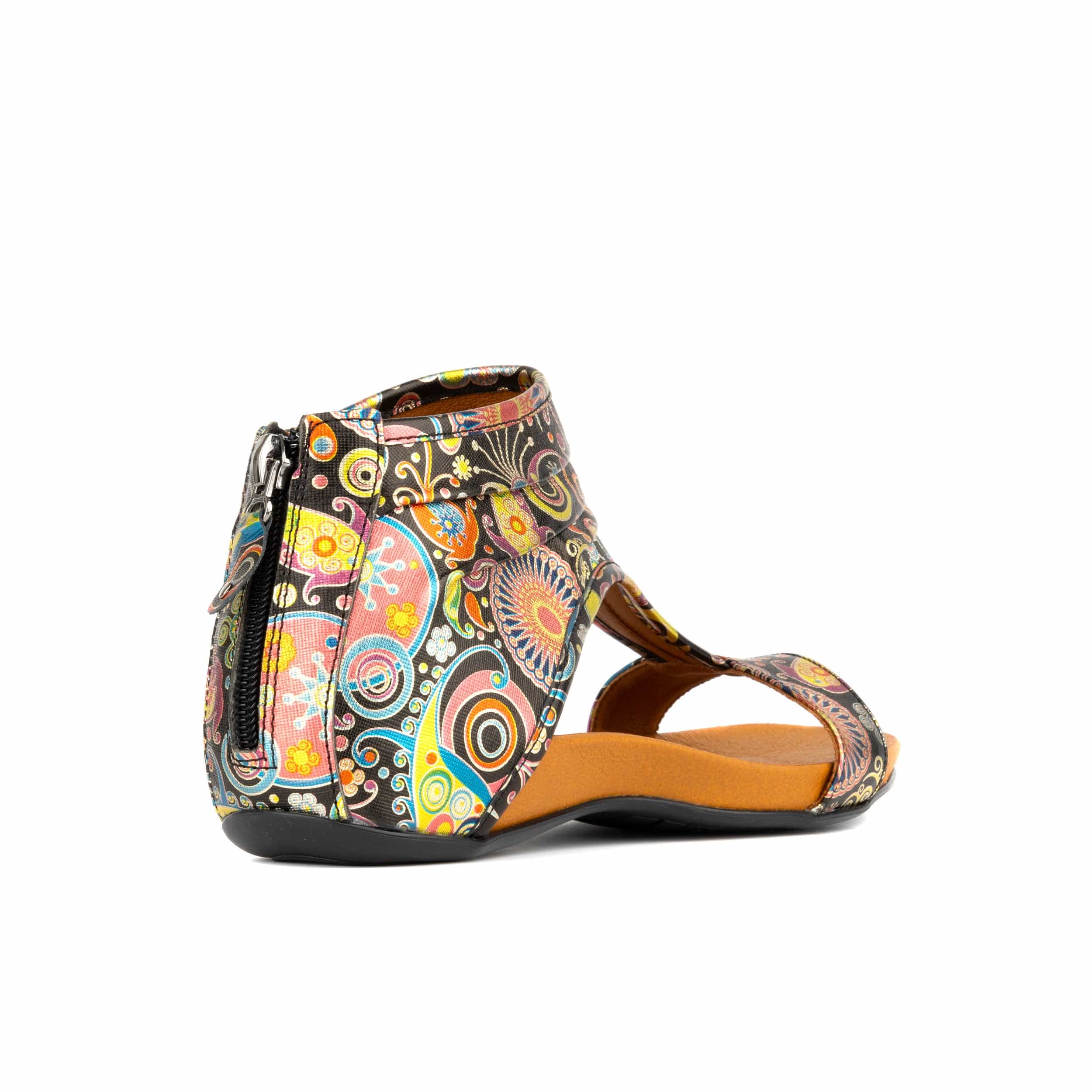 Downtown - Navy & Pink - Women's flat T-bar sandal with covered heel - Image 4