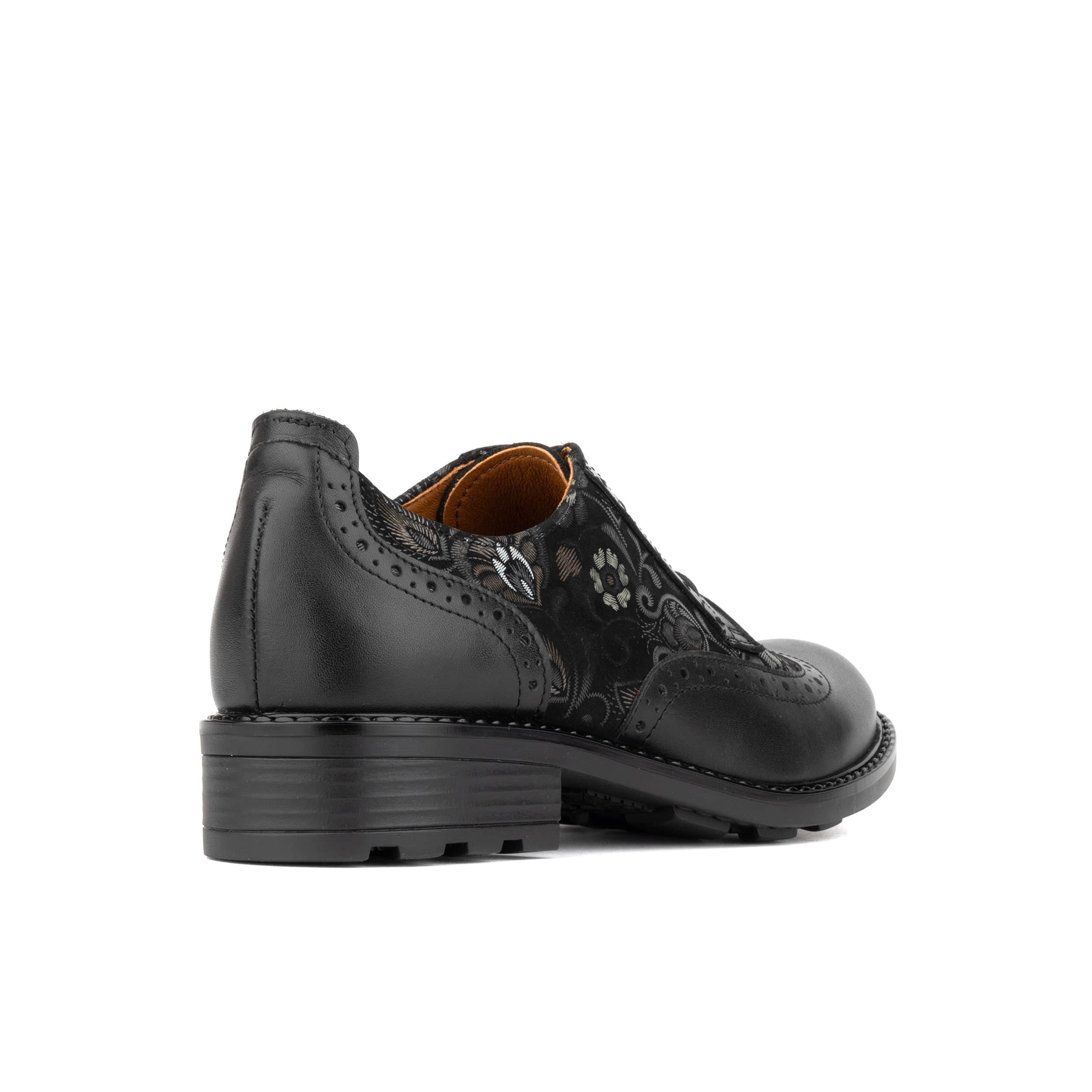DreamFiters - Black Emboss - Women's round toe leather derby shoe on durable rubber sole - Image 4