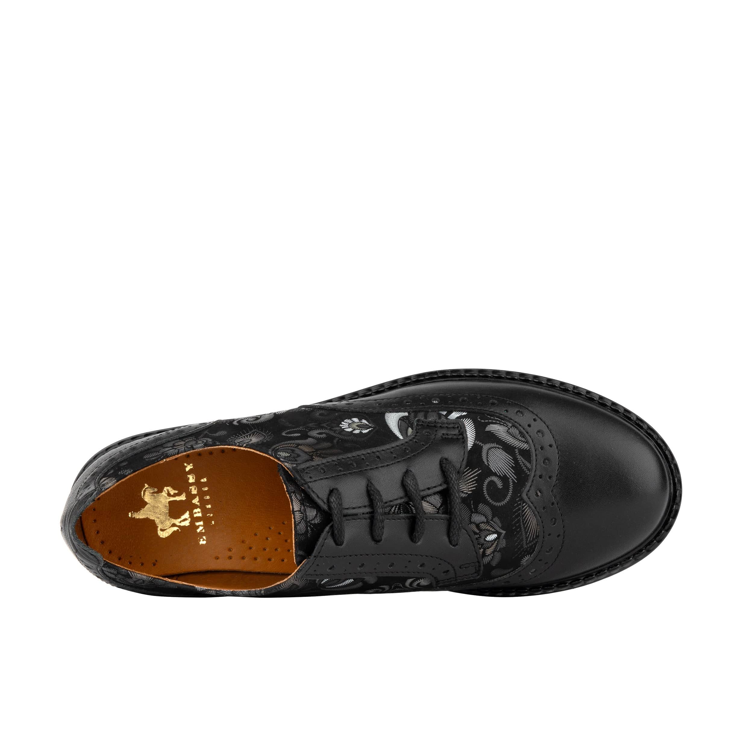 DreamFiters - Black Emboss - Women's round toe leather derby shoe on durable rubber sole - Image 6