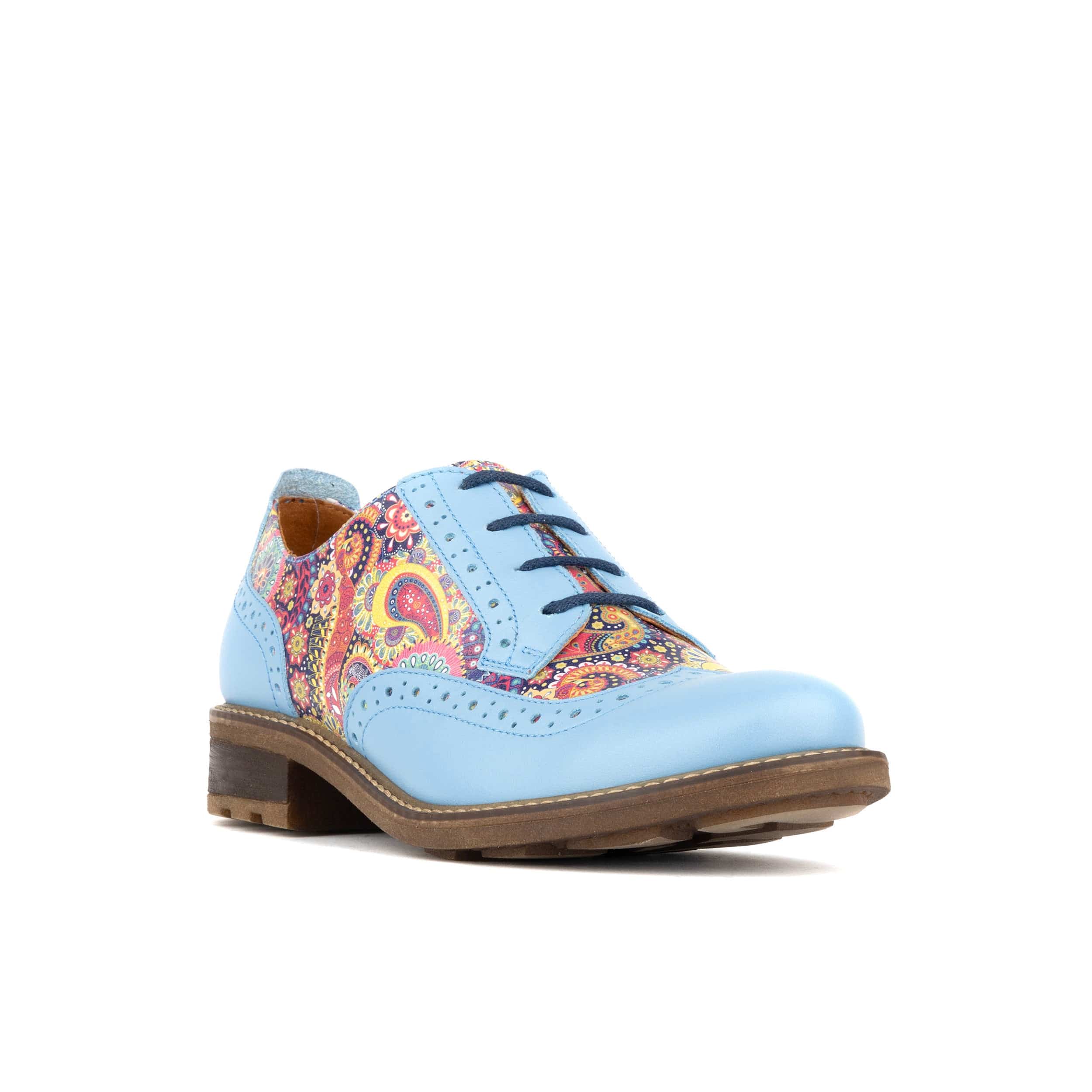 DreamFiters - Light Blue - Women's round toe leather derby shoe on durable sole - Image 2