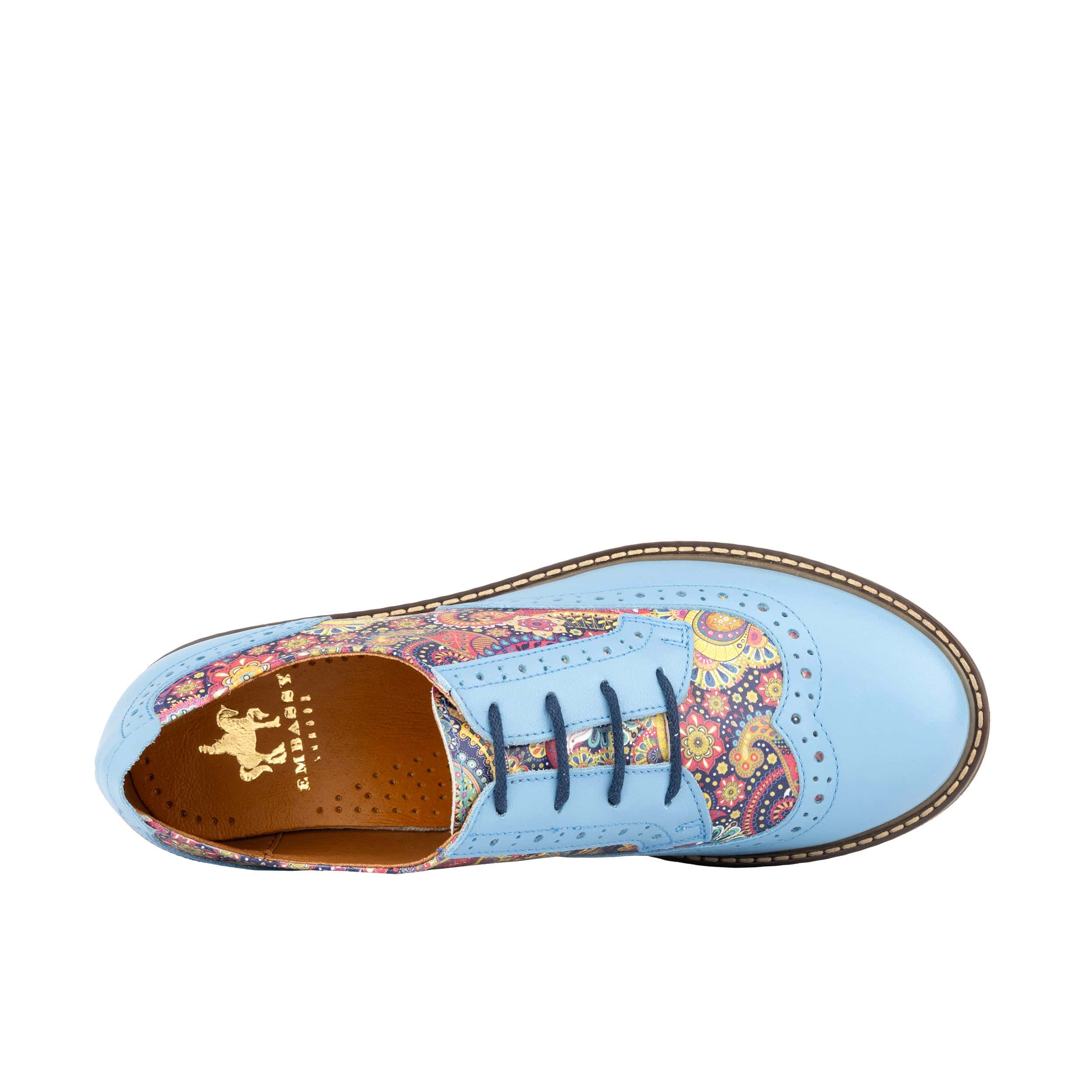 DreamFiters - Light Blue - Women's round toe leather derby shoe on durable sole - Image 6