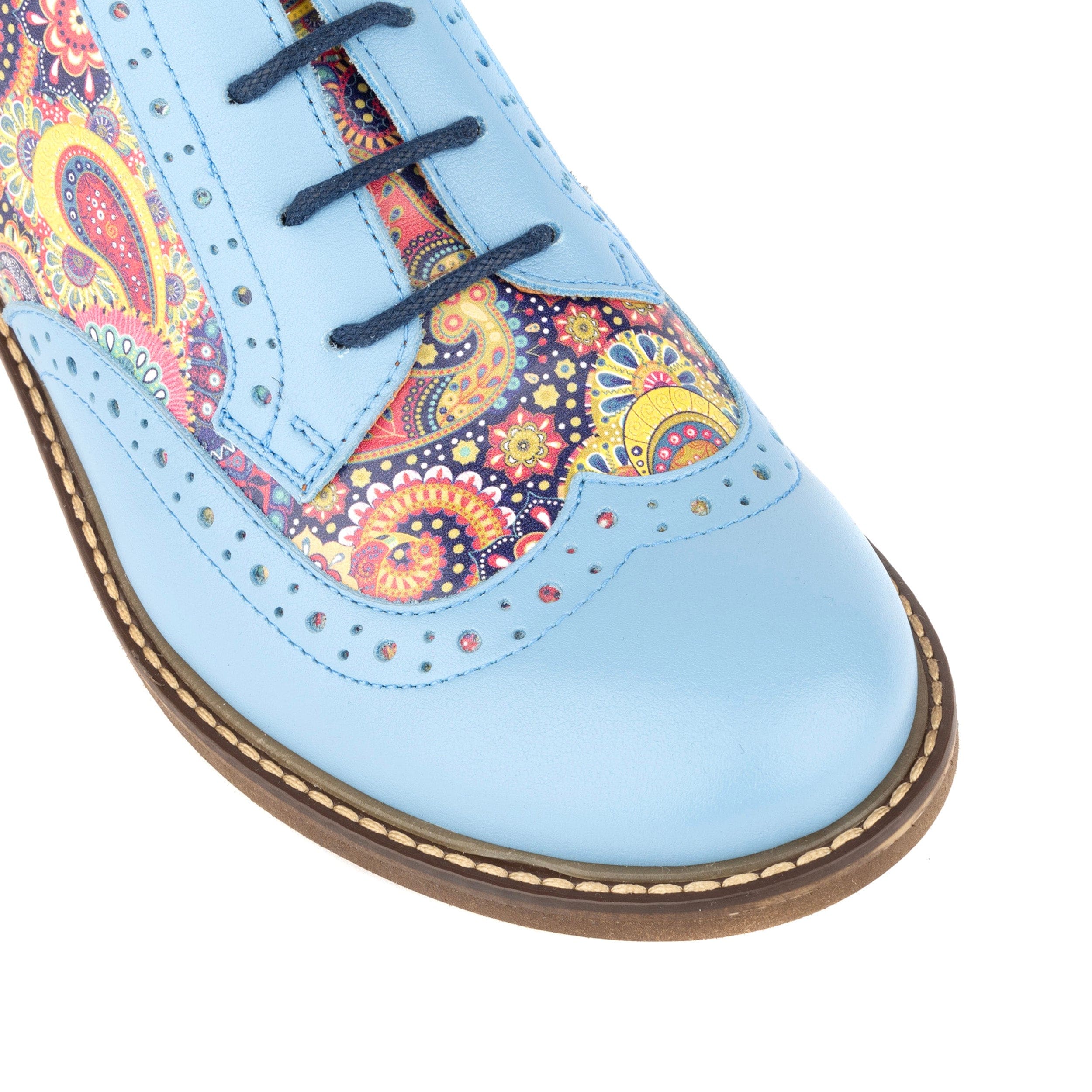 DreamFiters - Light Blue - Women's round toe leather derby shoe on durable sole - Image 7