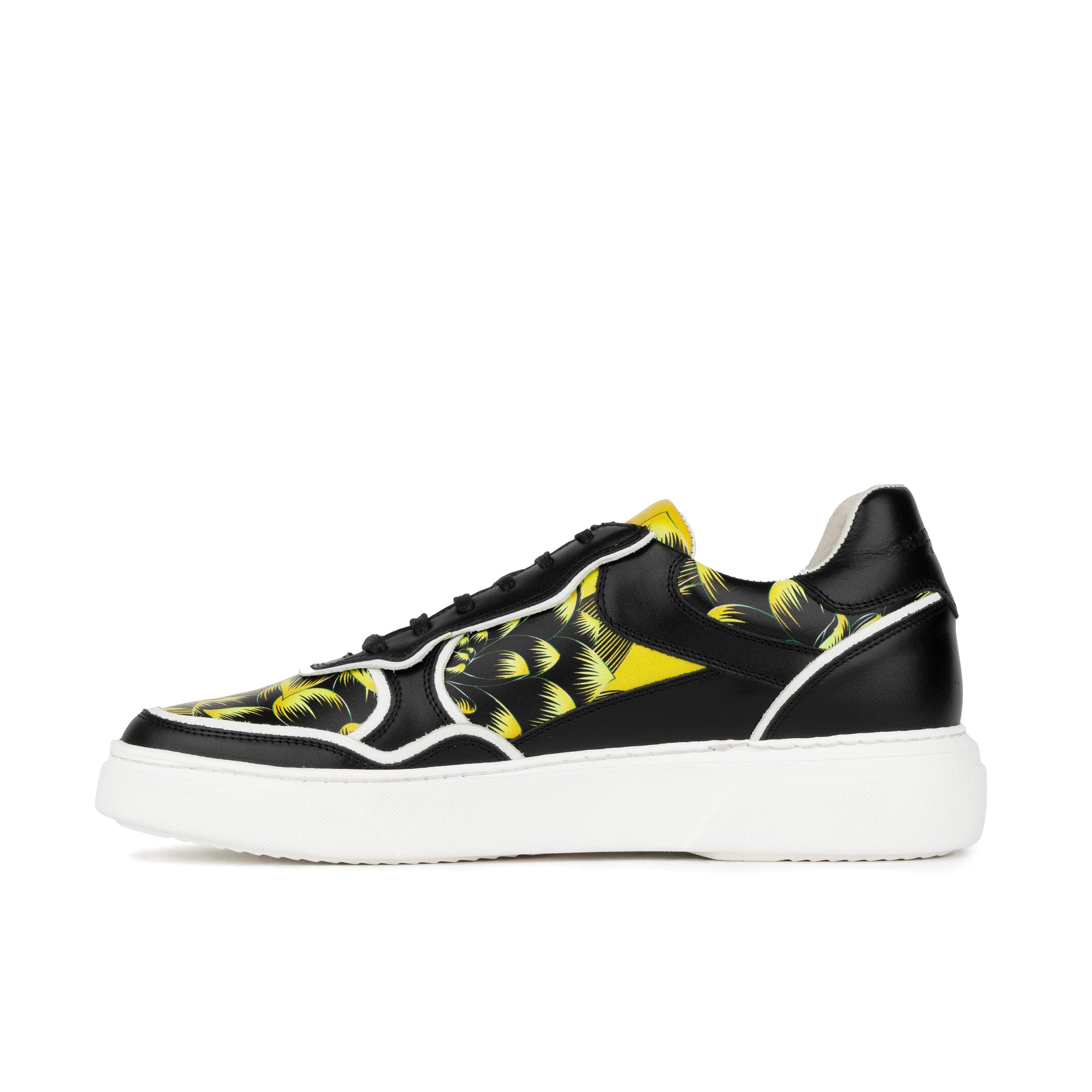 Ecstatic - Yellow Flowers - Men's Leather low top white sole Italian leather trainer - Image 3