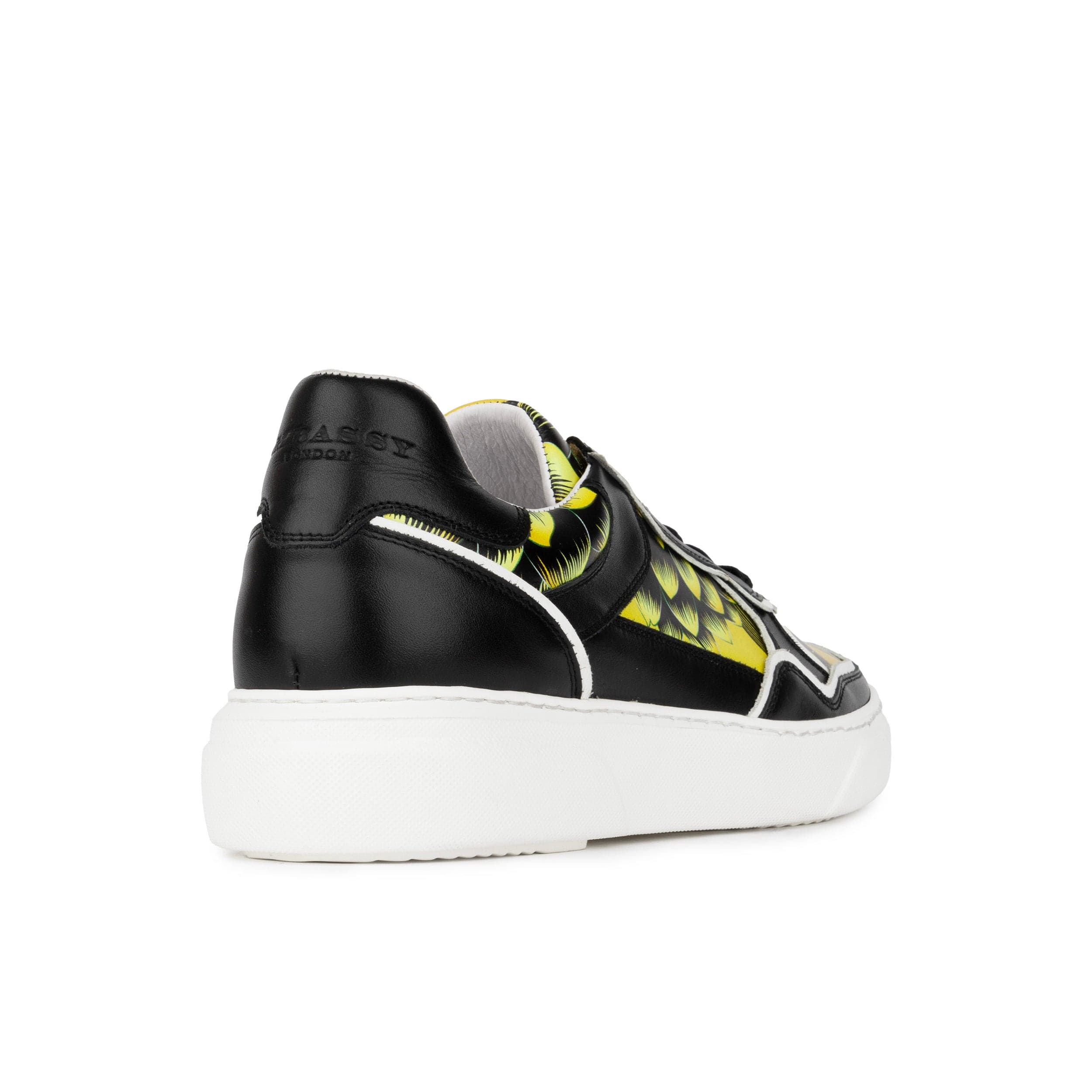 Ecstatic - Yellow Flowers - Men's Leather low top white sole Italian leather trainer - Image 4