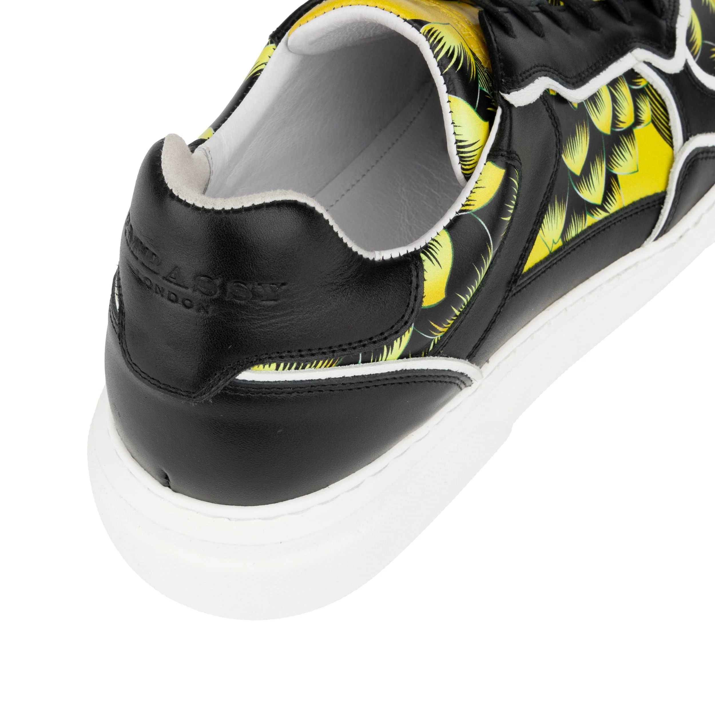 Ecstatic - Yellow Flowers - Men's Leather low top white sole Italian leather trainer - Image 8