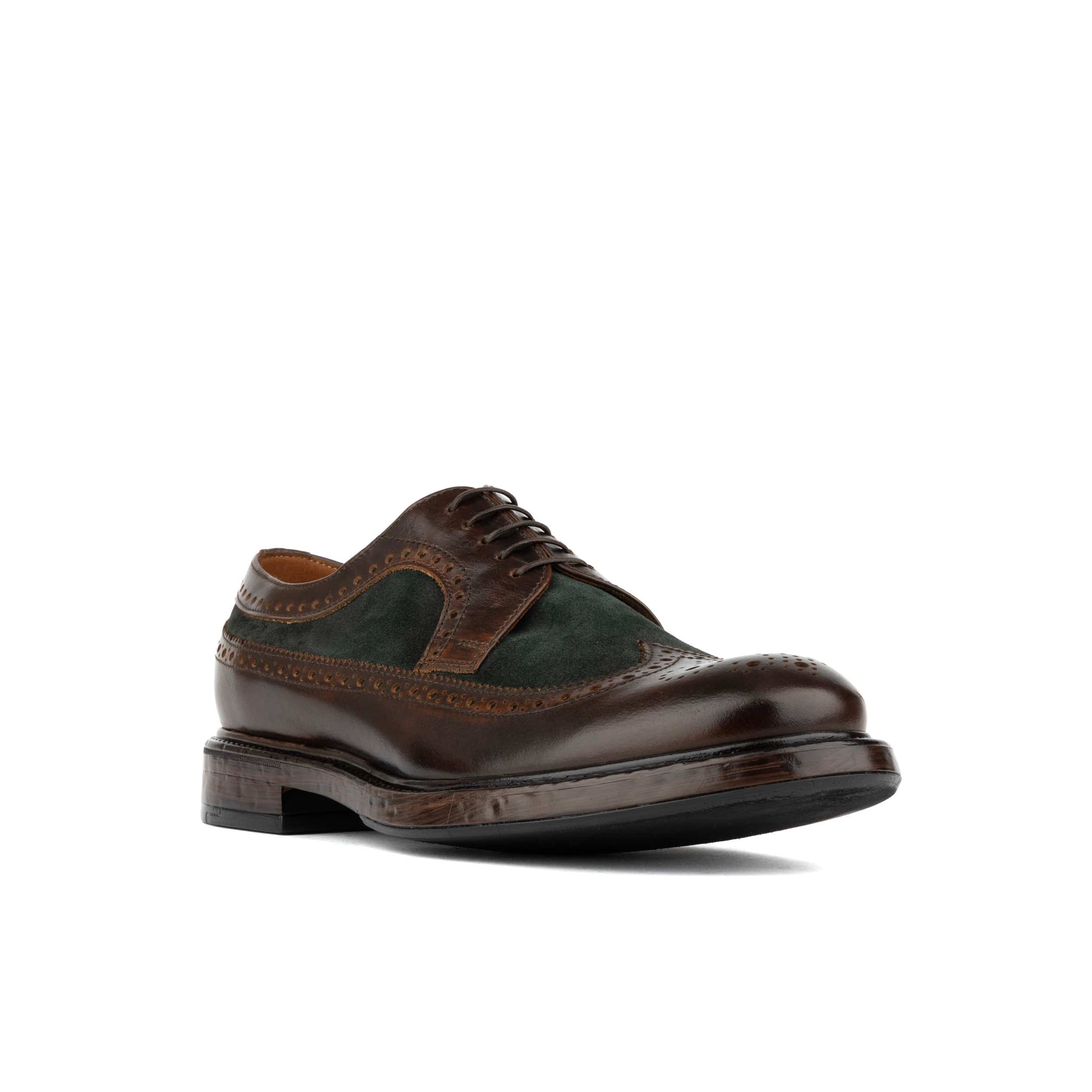 Elwood - Khaki & Brown - Men's Leather Brogue Shoe - Image 3