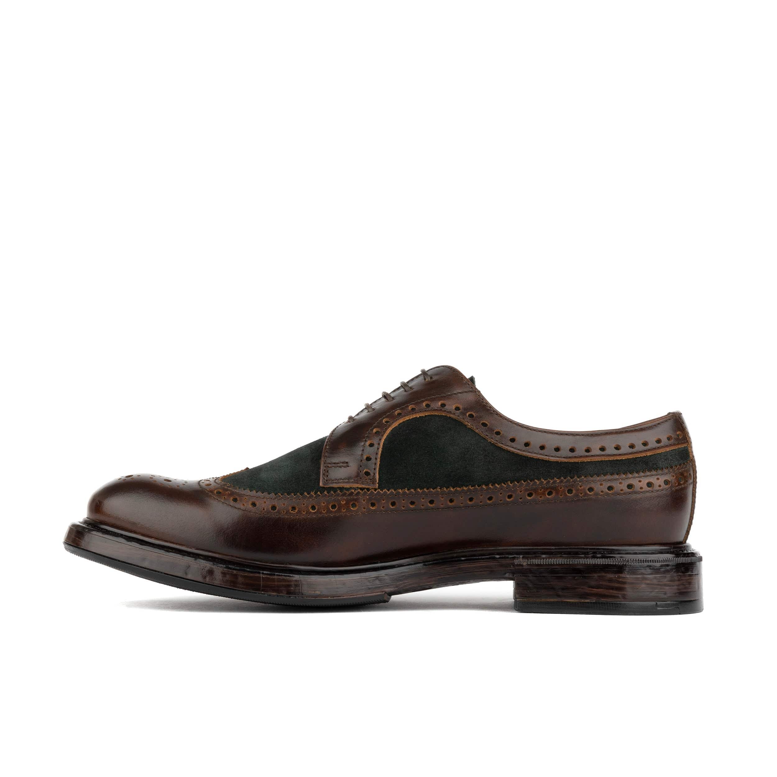 Elwood - Khaki & Brown - Men's Leather Brogue Shoe - Image 4