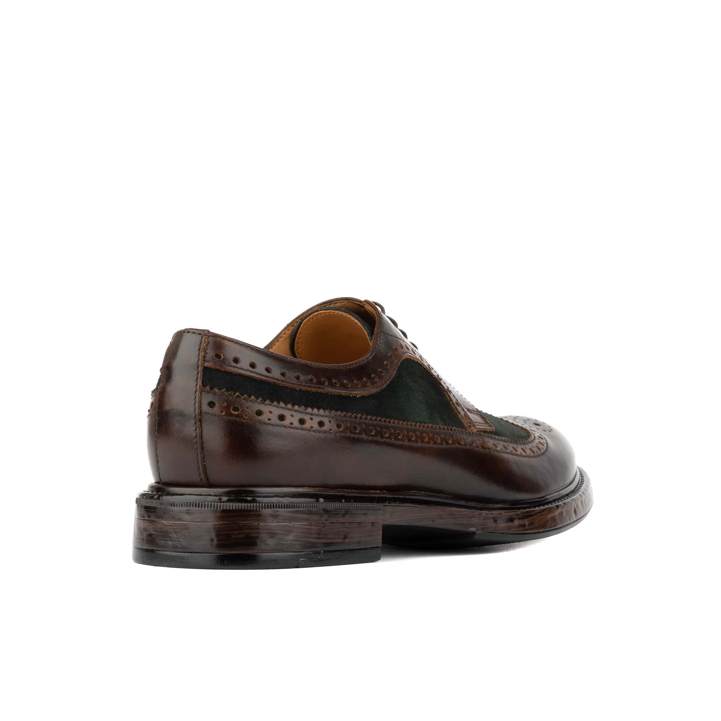 Elwood - Khaki & Brown - Men's Leather Brogue Shoe - Image 5
