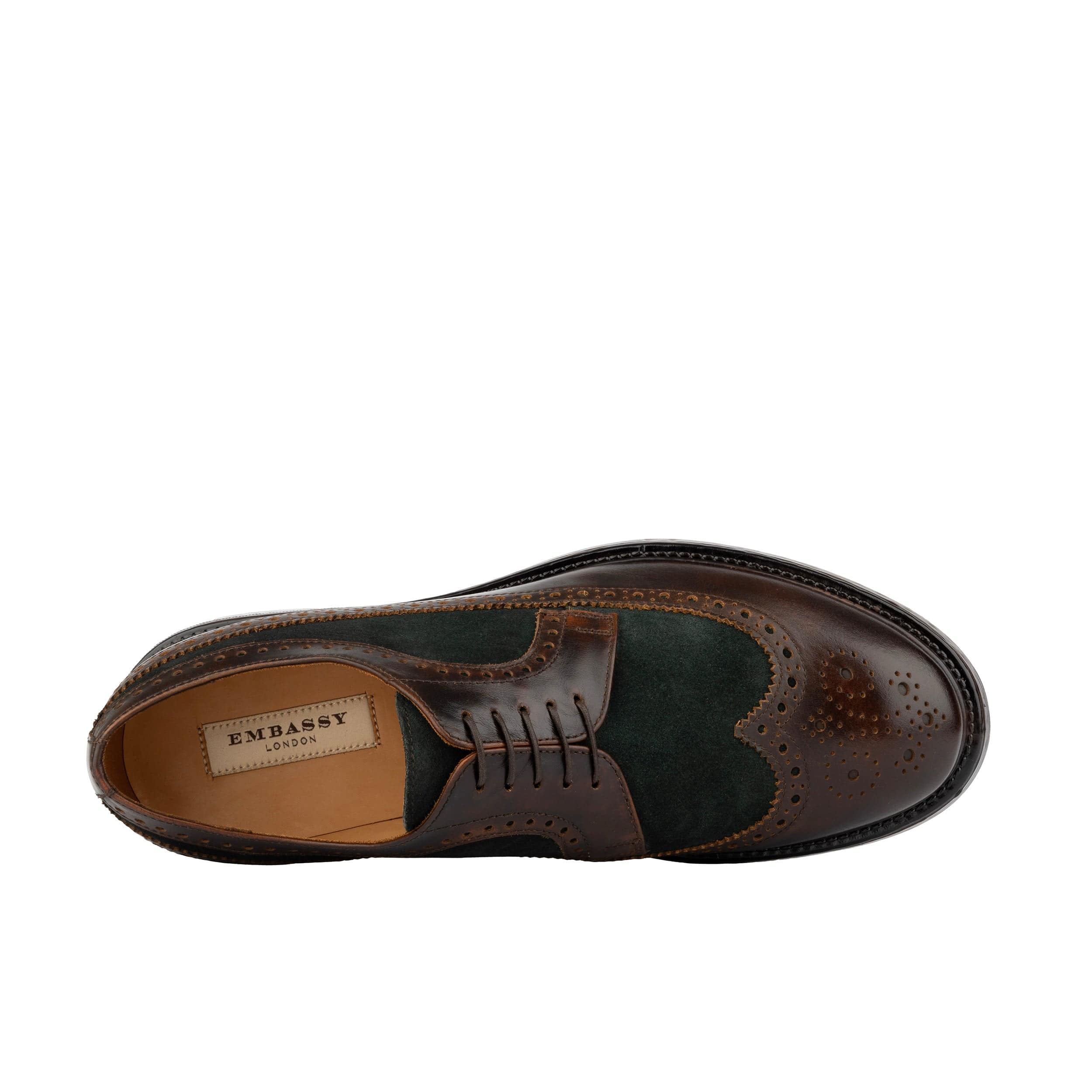 Elwood - Khaki & Brown - Men's Leather Brogue Shoe - Image 7