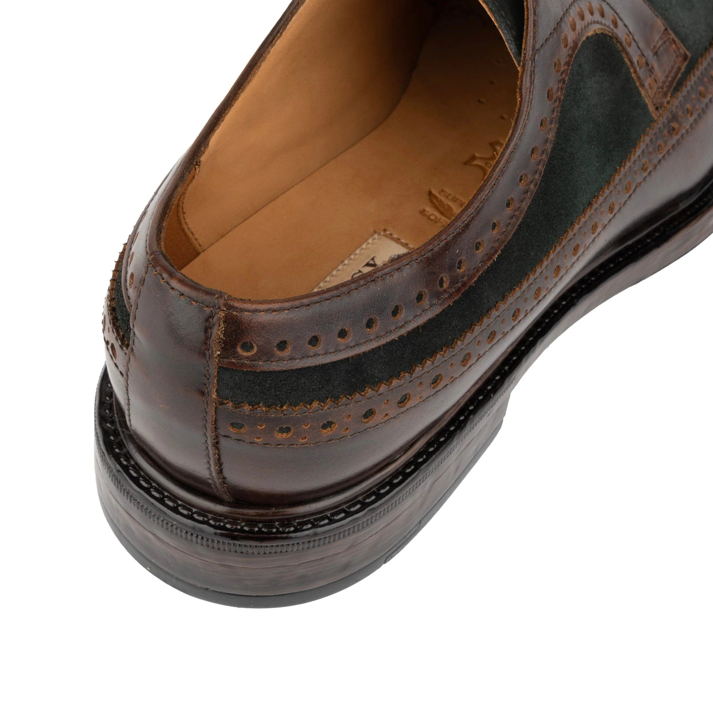 Elwood - Khaki & Brown - Men's Leather Brogue Shoe - Image 9