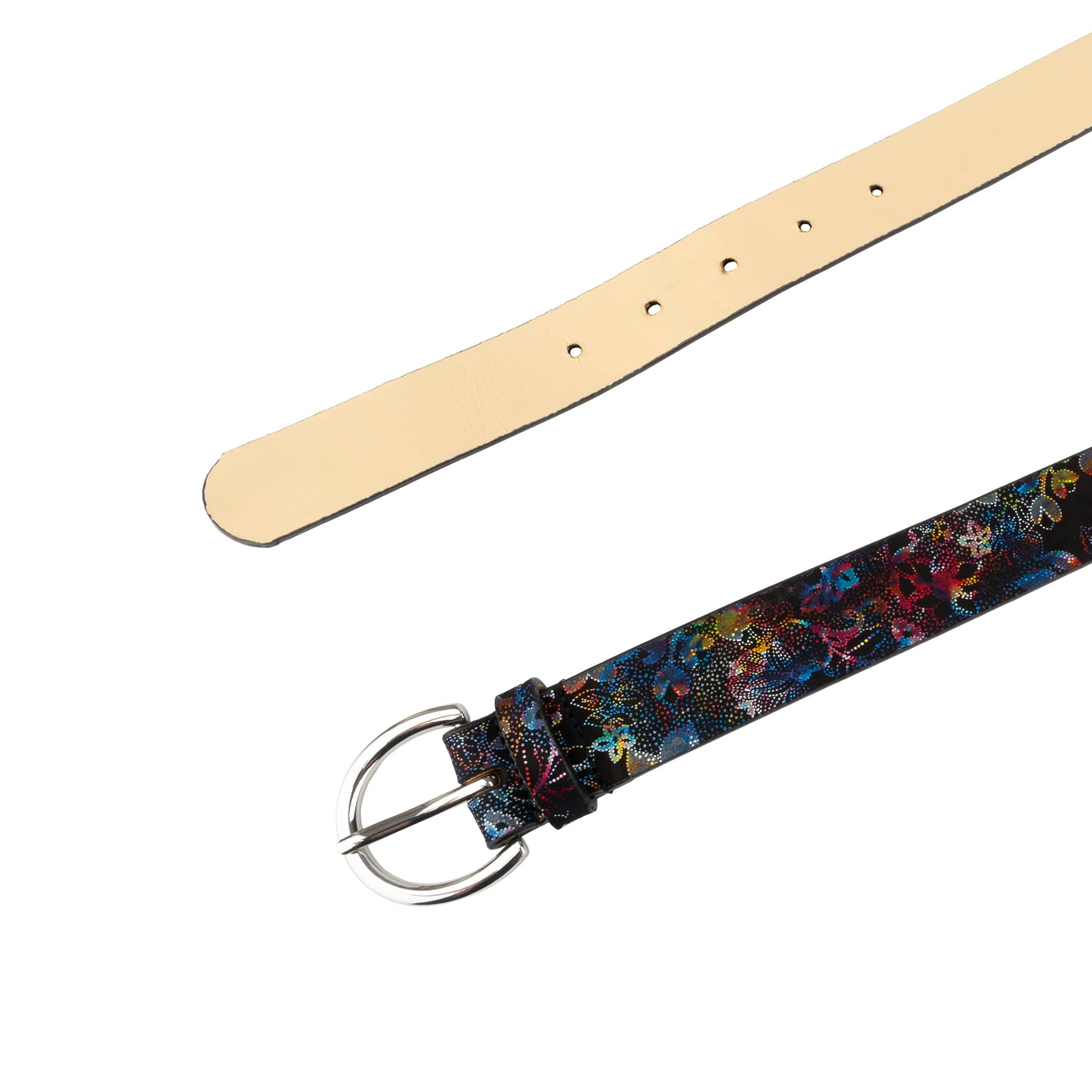 Emma - Black Flower - Women's Italian leather belt - Image 4