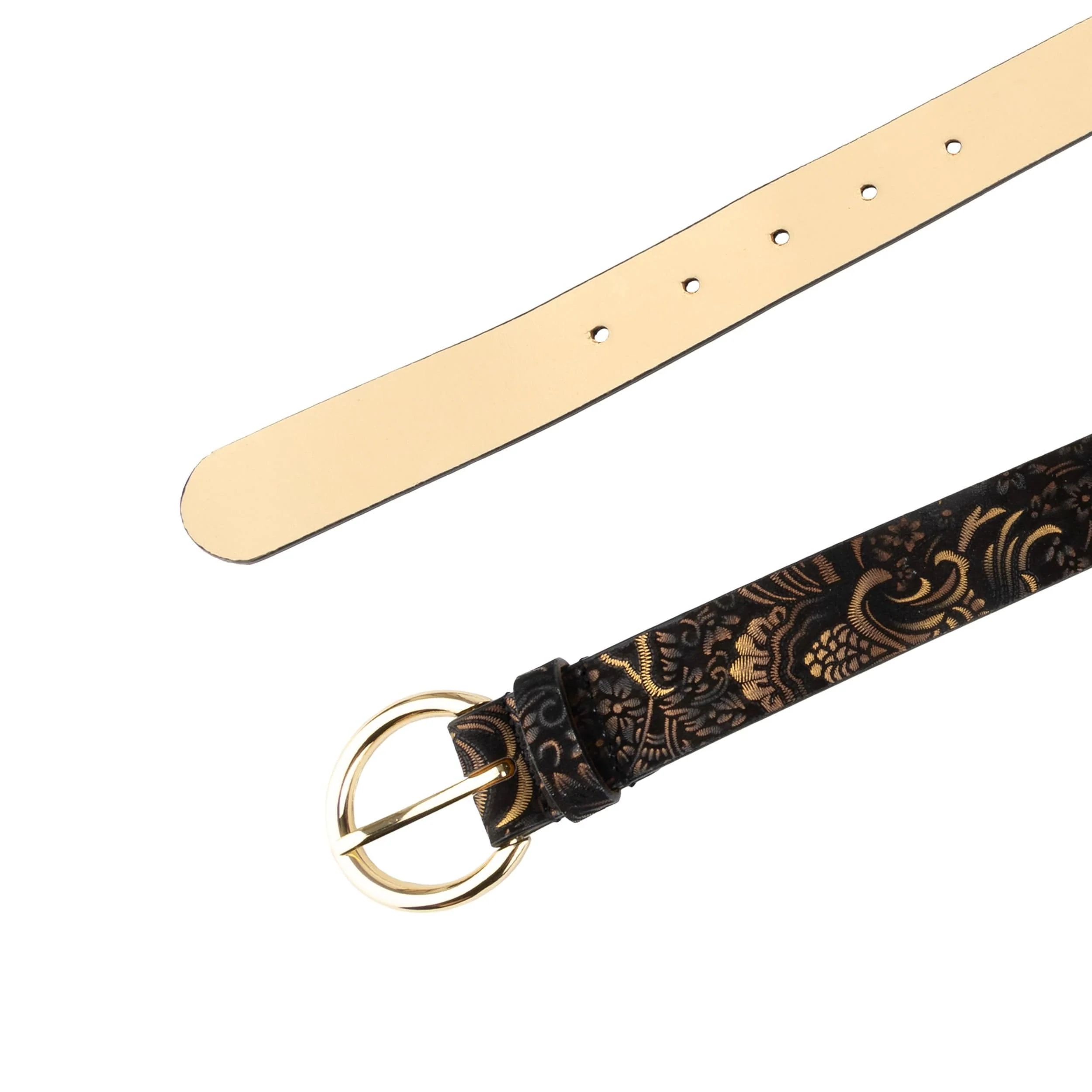 Emma - Black & Gold - Women's Italian leather belt - Image 4