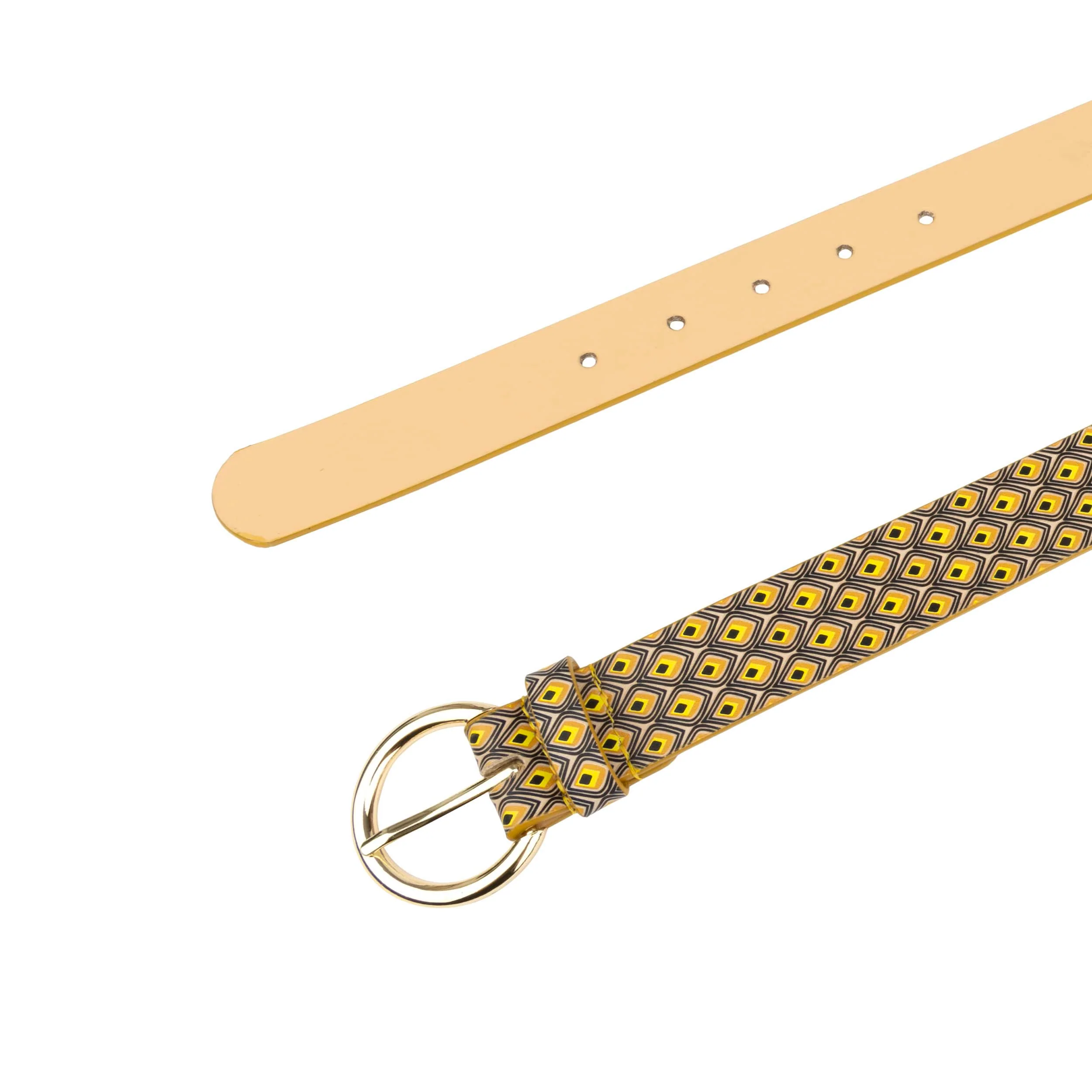 Emma - Black & Yellow - Women's Italian leather belt - Image 4
