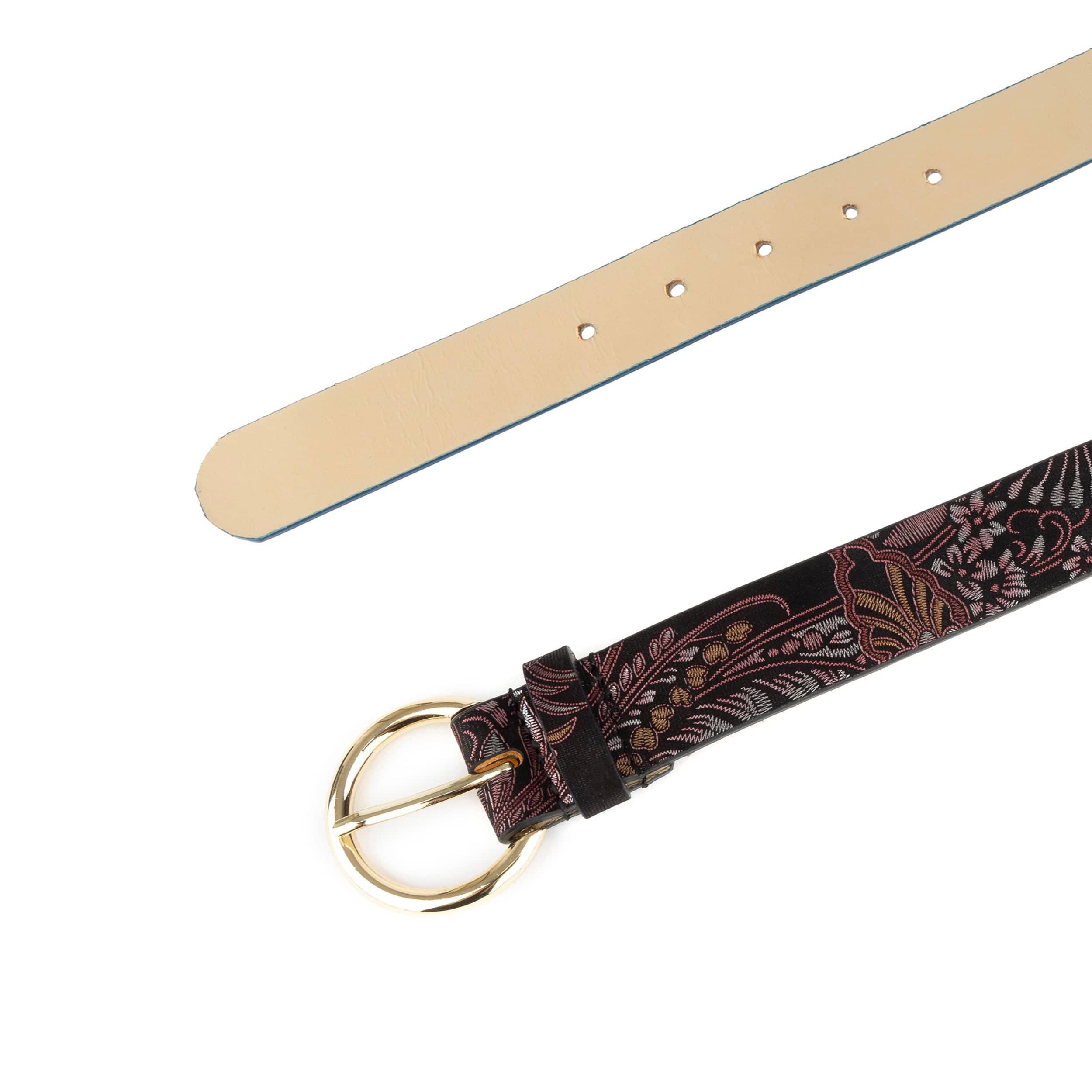 Emma - Burgundy Floral - Women's Italian leather belt - Image 3