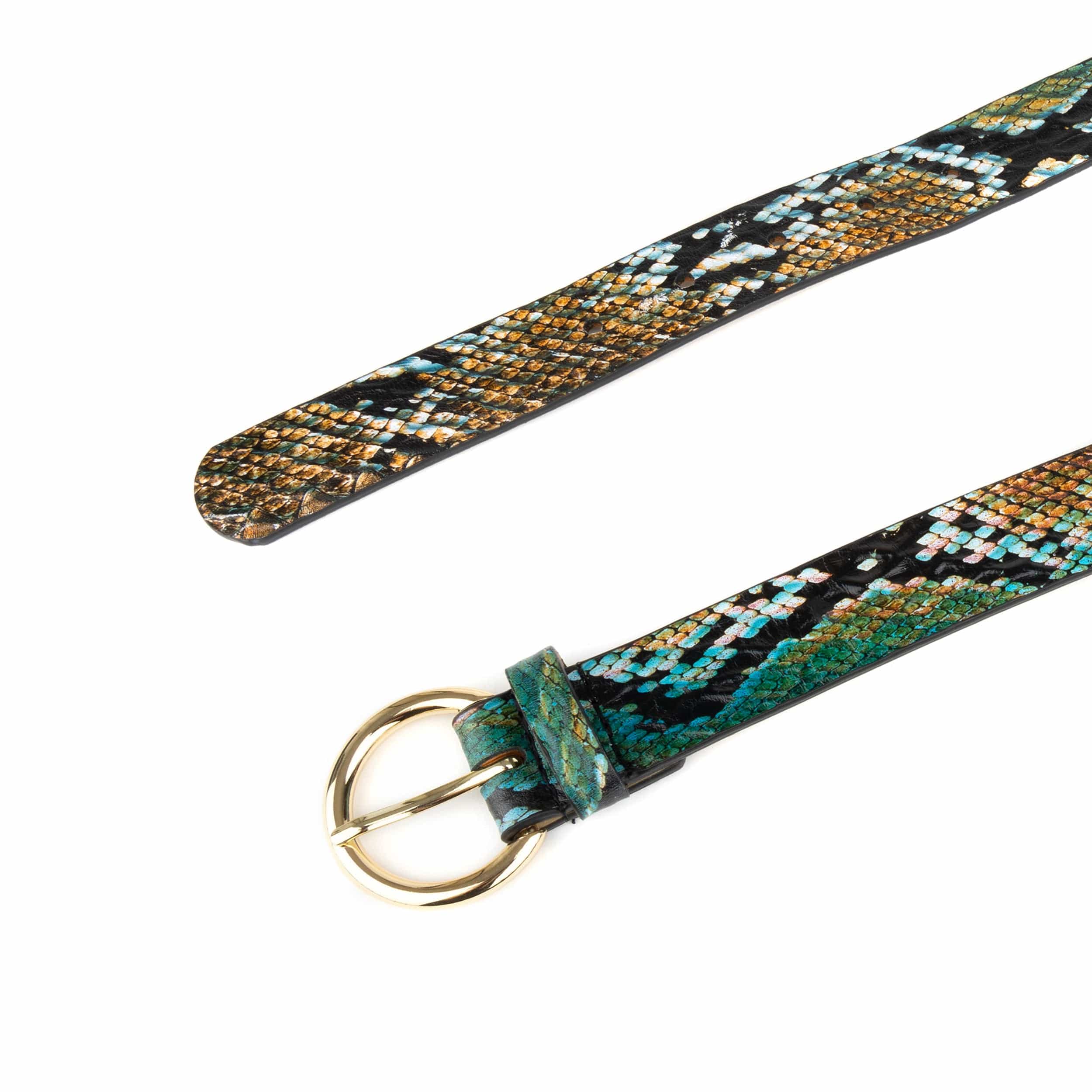 Emma - Green & Brown Snake - Women's Italian leather belt - Image 3