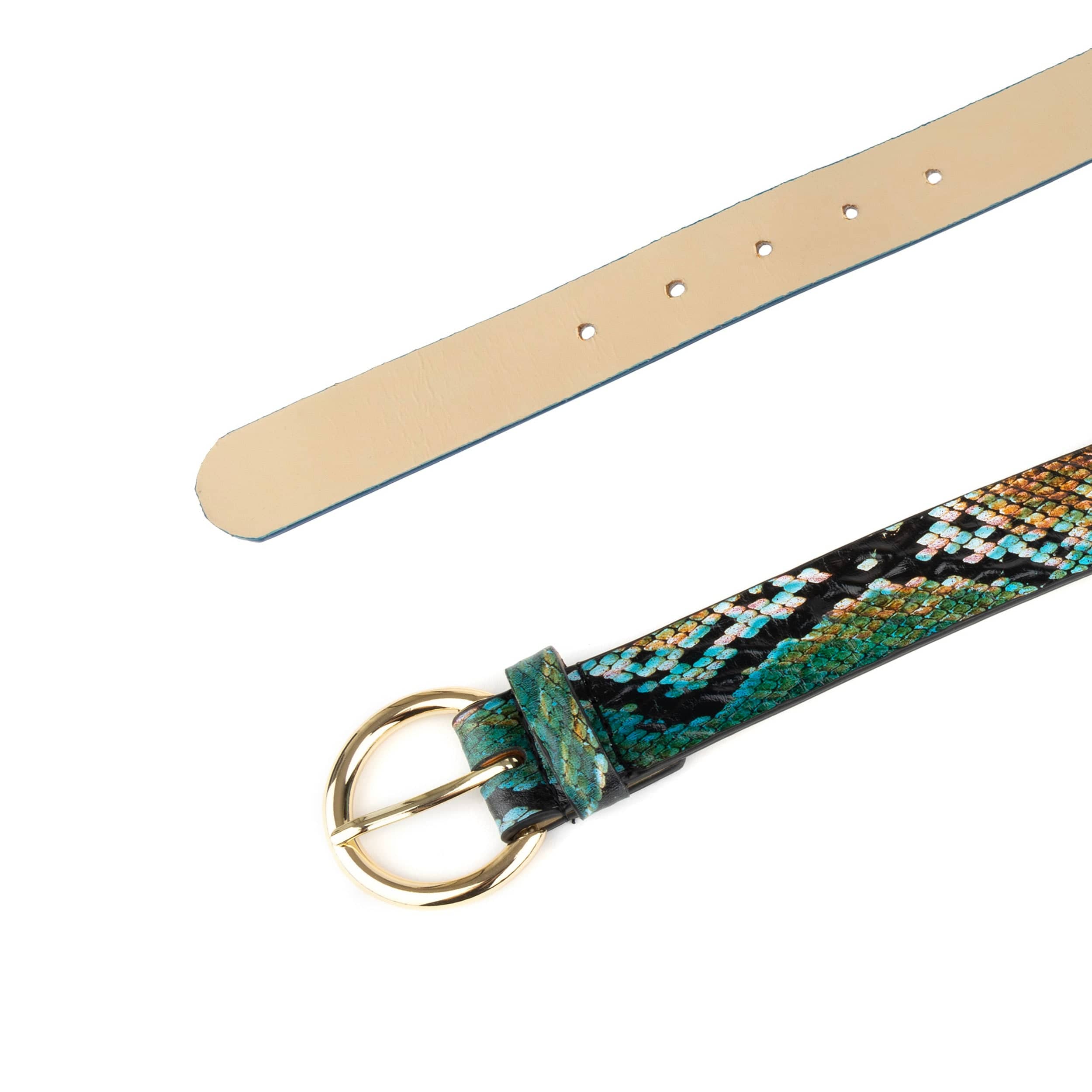 Emma - Green & Brown Snake - Women's Italian leather belt - Image 4