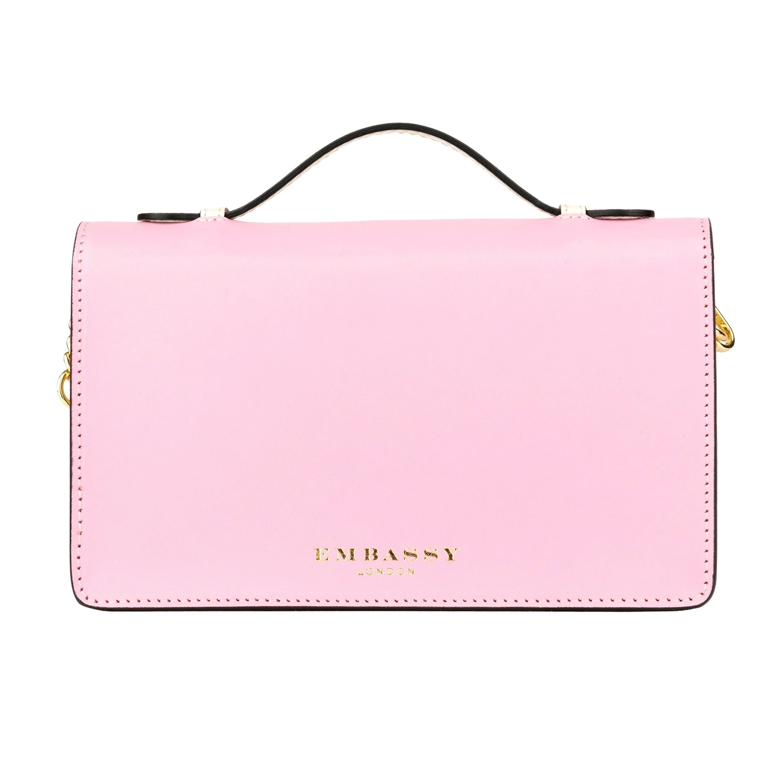 Envy - Pink & Cream - Women's leather flap clutch bag with strap - Image 4