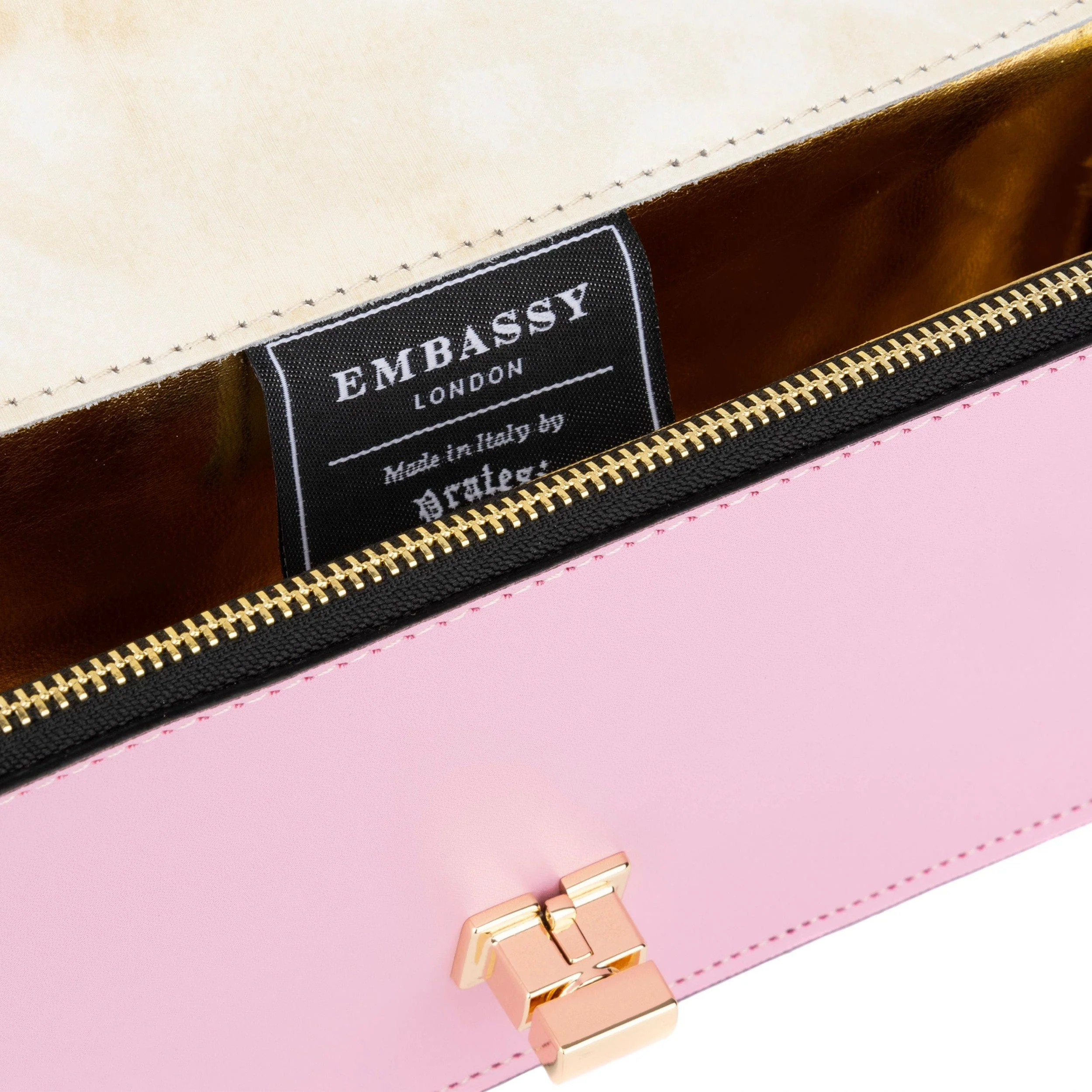 Envy - Pink & Cream - Women's leather flap clutch bag with strap - Image 5