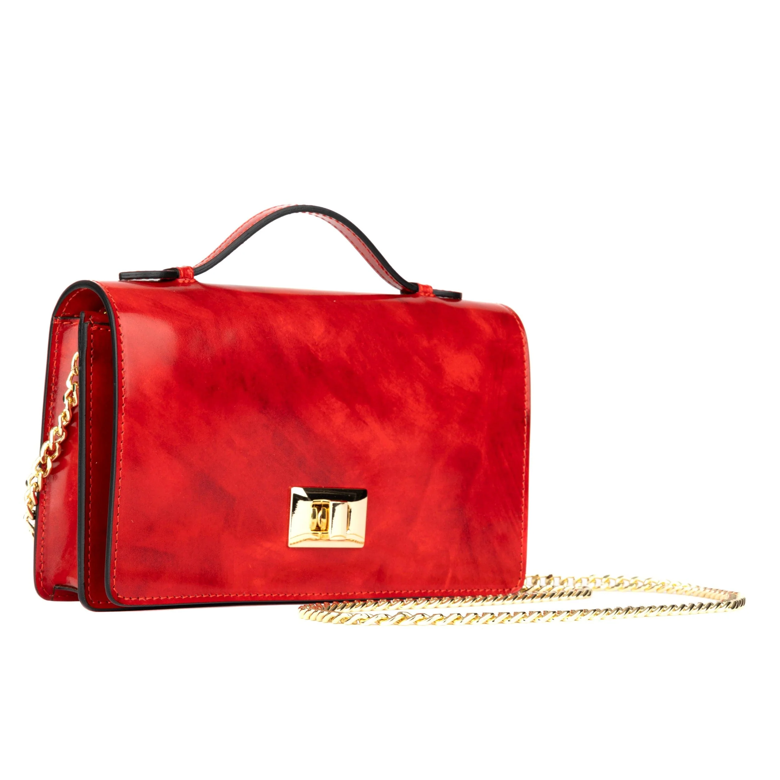 Envy - Red - Women's leather flap clutch bag with strap - Image 2