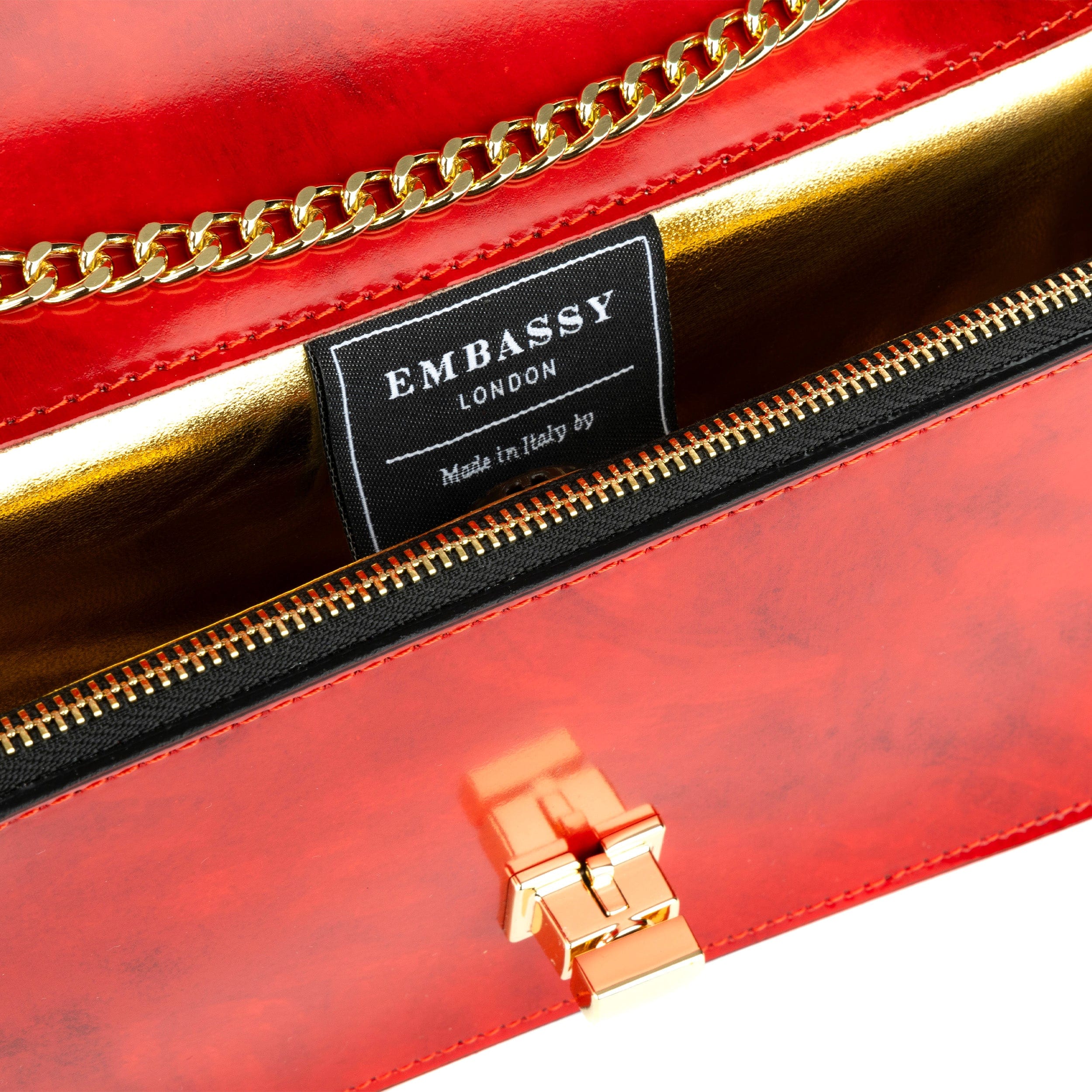 Envy - Red - Women's leather flap clutch bag with strap - Image 5