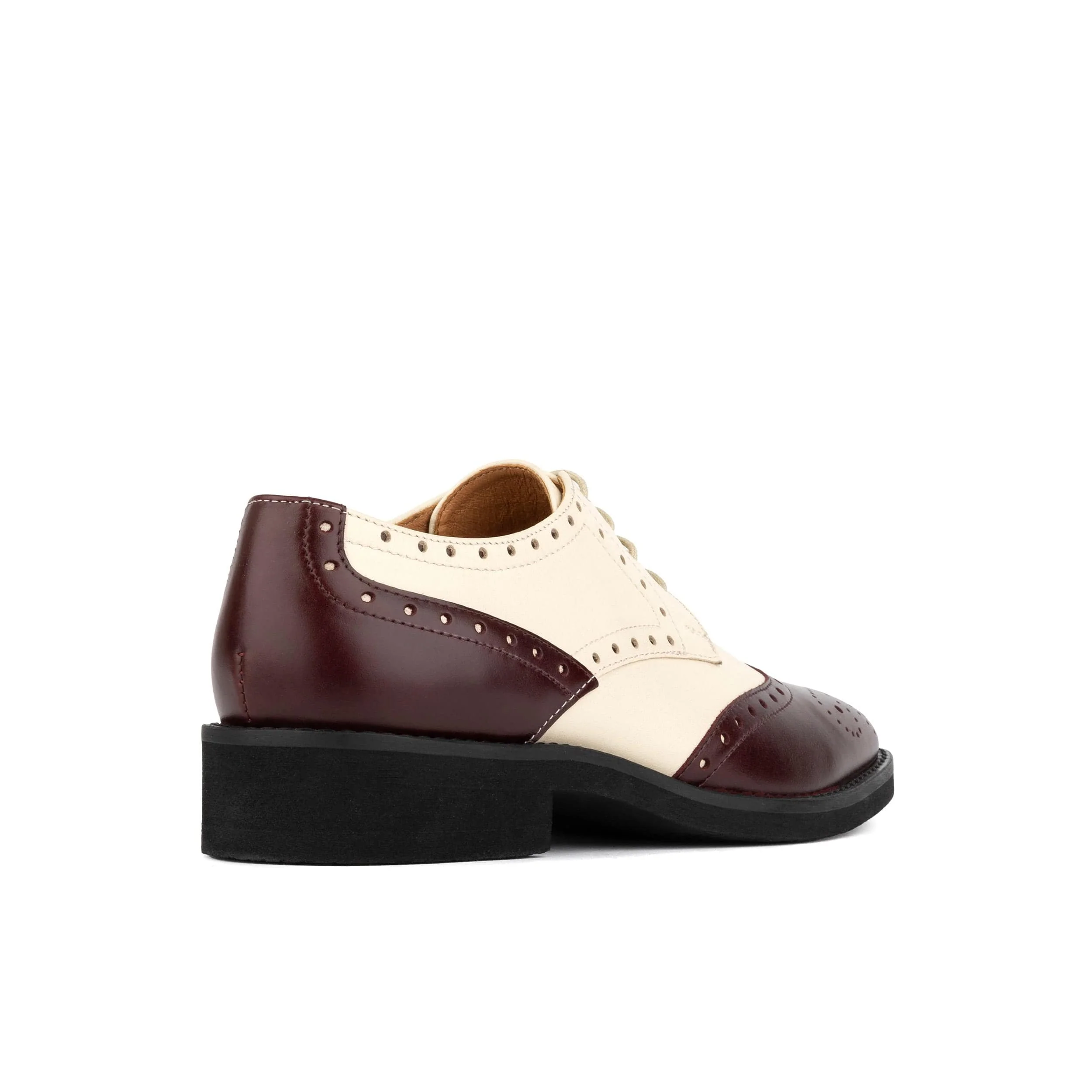 Eton - Burgundy & Cream - Women's square toe leather lace-up - Image 4