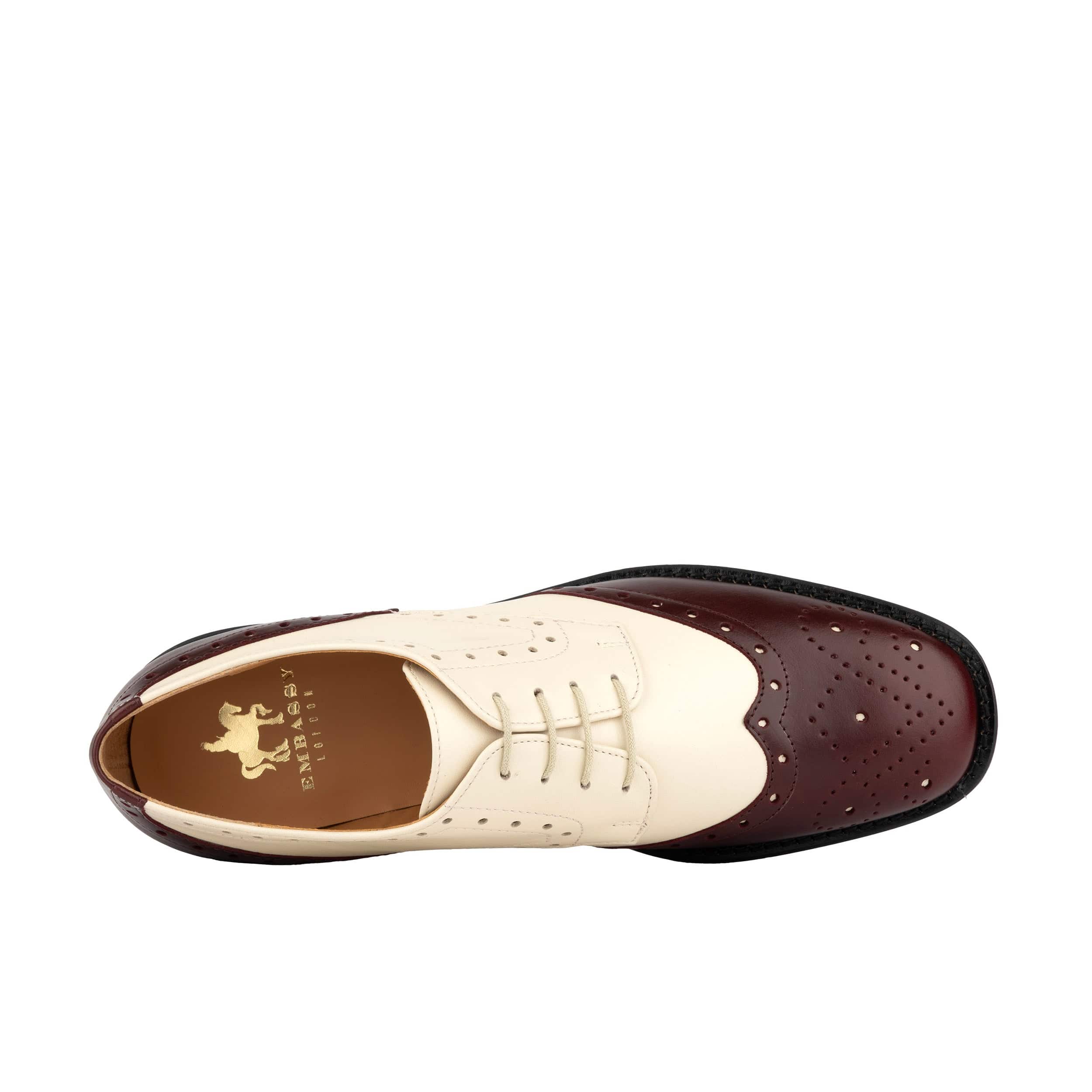 Eton - Burgundy & Cream - Women's square toe leather lace-up - Image 5