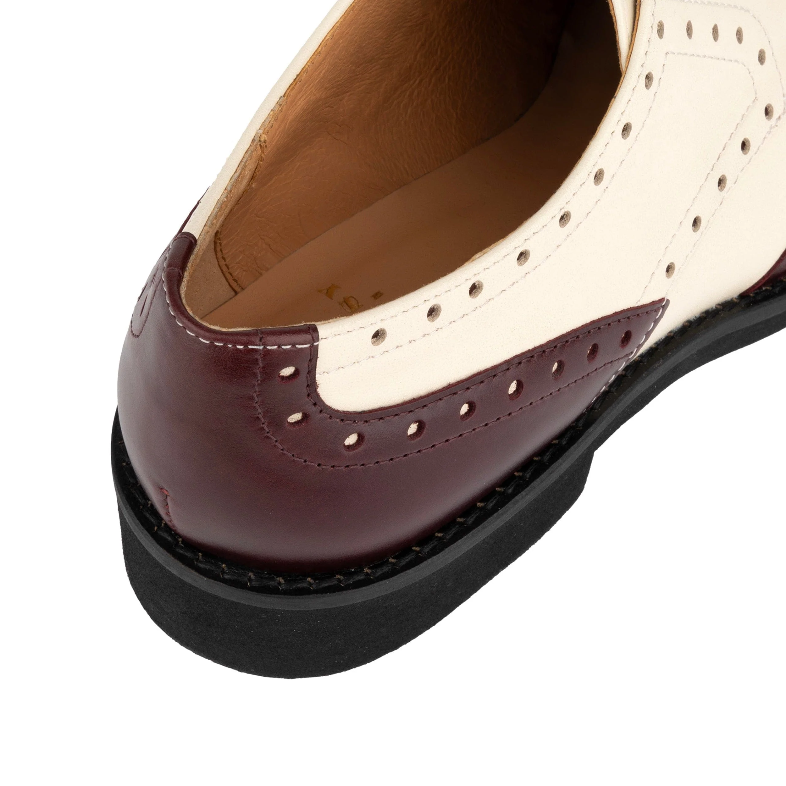 Eton - Burgundy & Cream - Women's square toe leather lace-up - Image 8