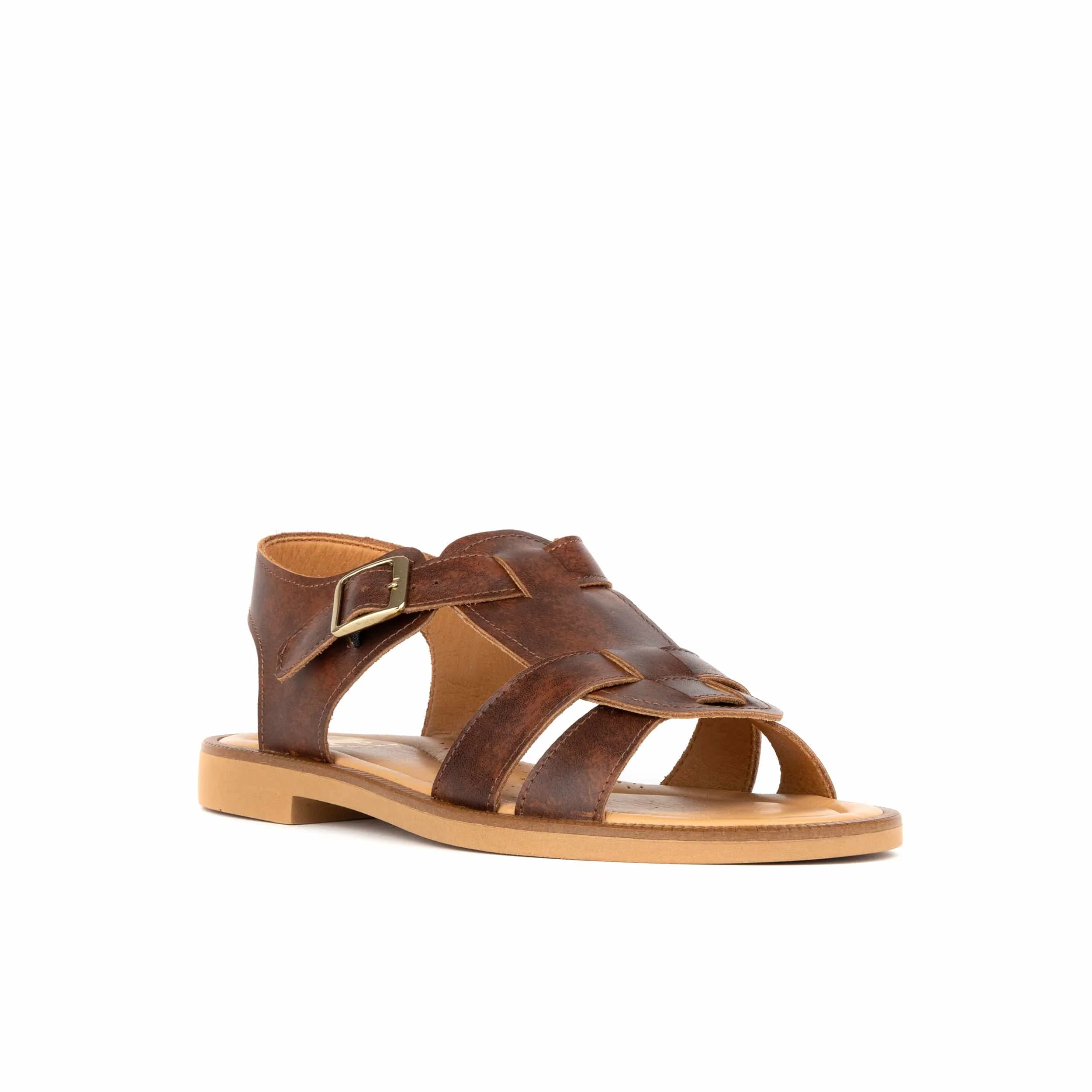 Fiona - Brown - Women's Leather Gladiator Strap Sandals - Image 2