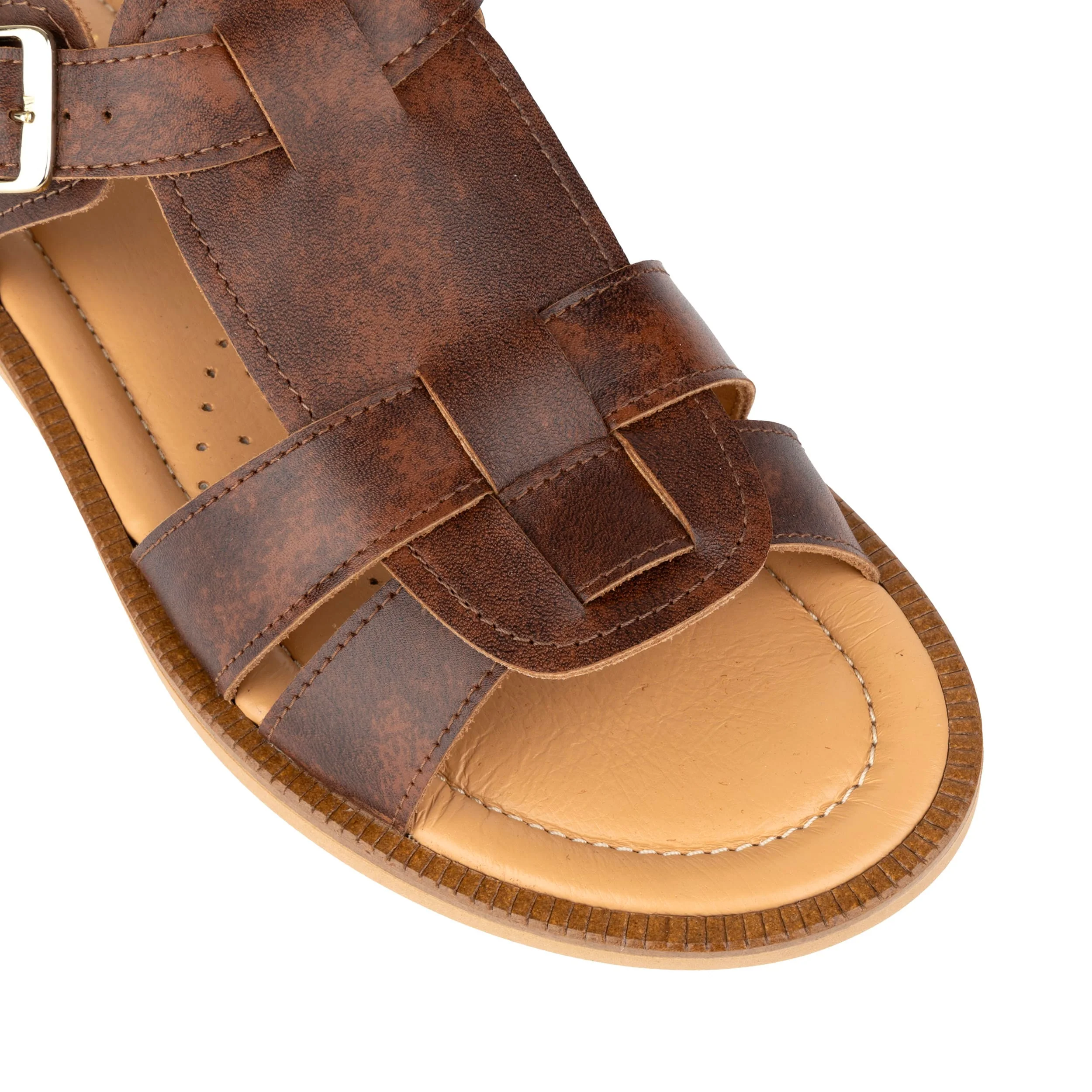 Fiona - Brown - Women's Leather Gladiator Strap Sandals - Image 7