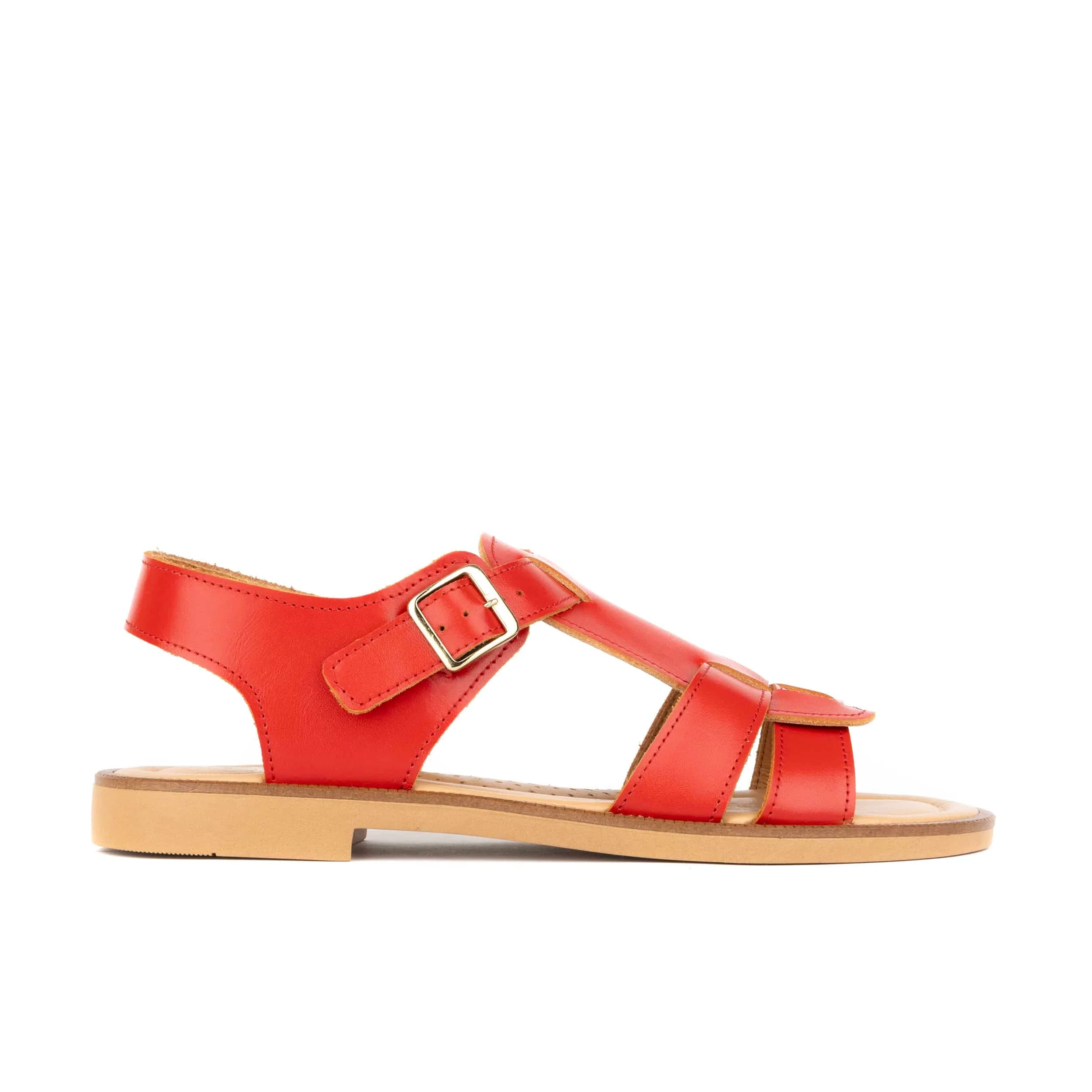 Fiona - Red - Women's Leather Gladiator Strap Sandals