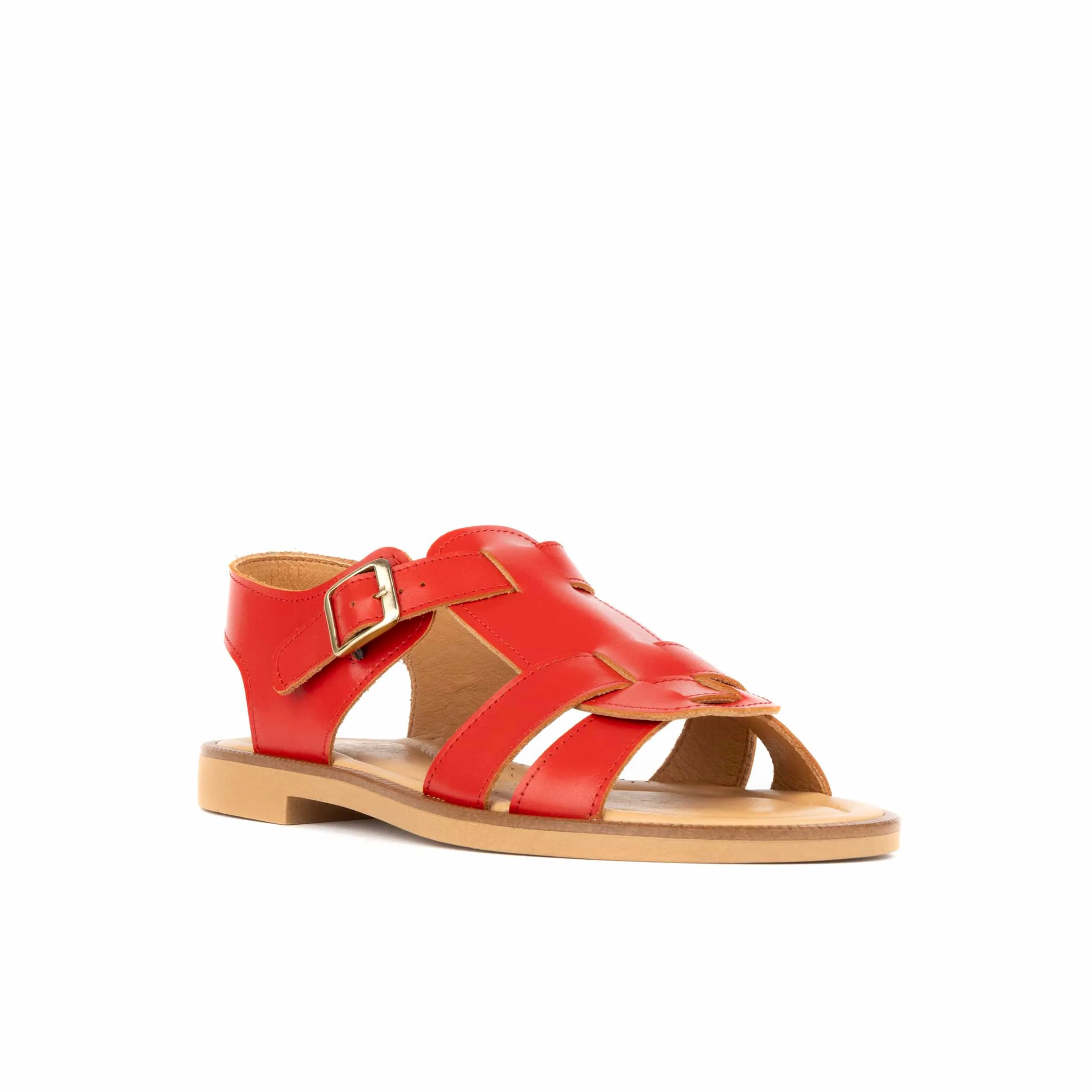 Fiona - Red - Women's Leather Gladiator Strap Sandals - Image 2