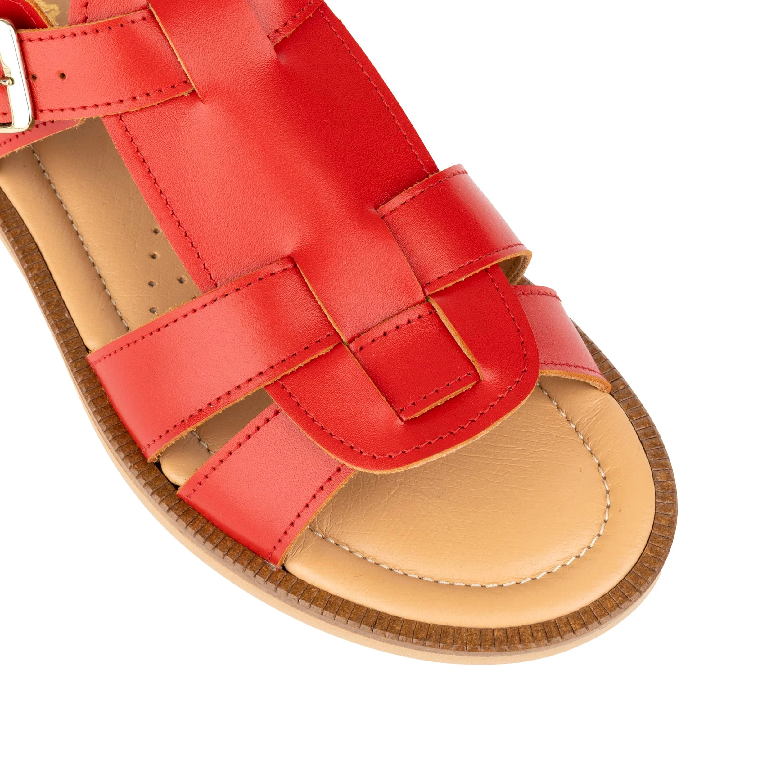 Fiona - Red - Women's Leather Gladiator Strap Sandals - Image 7
