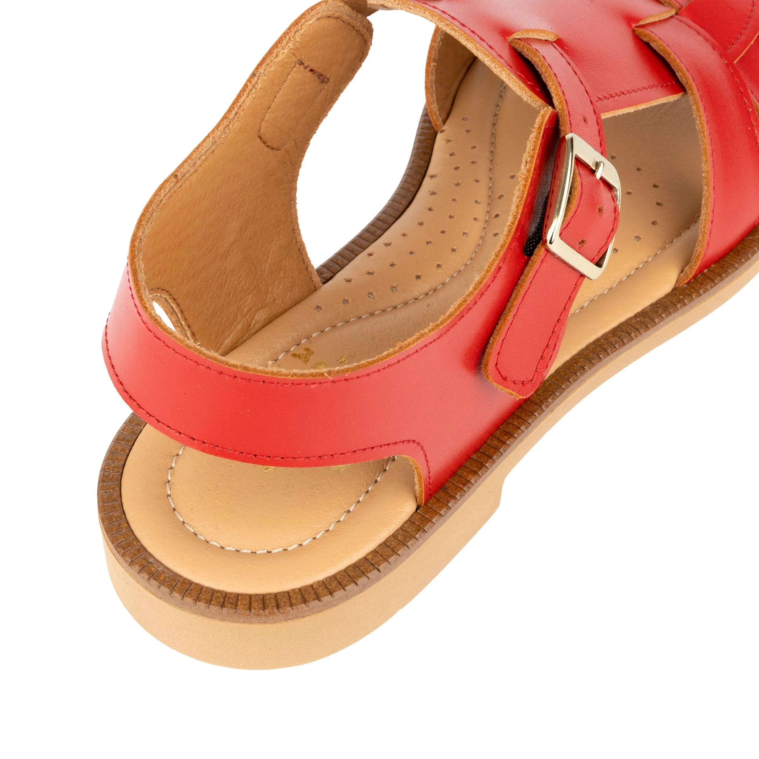 Fiona - Red - Women's Leather Gladiator Strap Sandals - Image 8