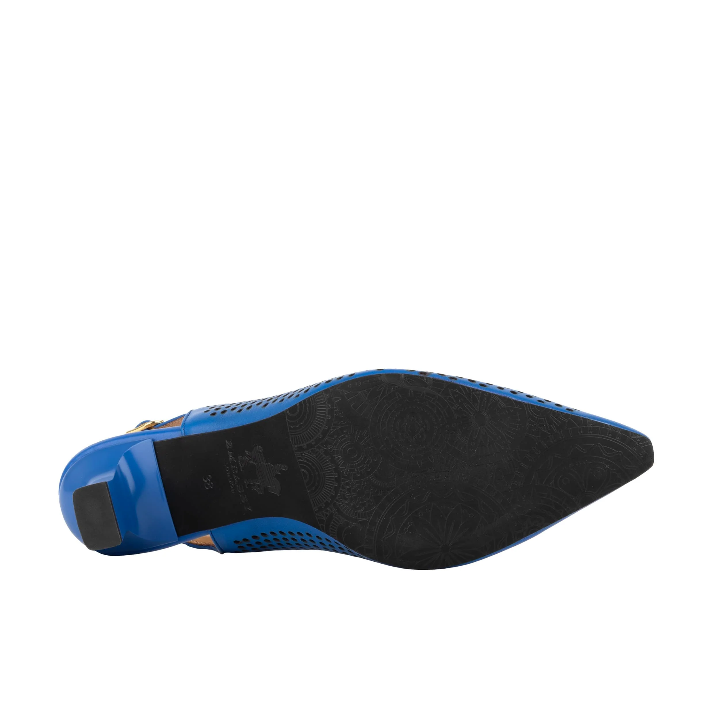 Florence - Vibrant Blue - Women's Leather Slingback Heel with Flower Detail - Image 6