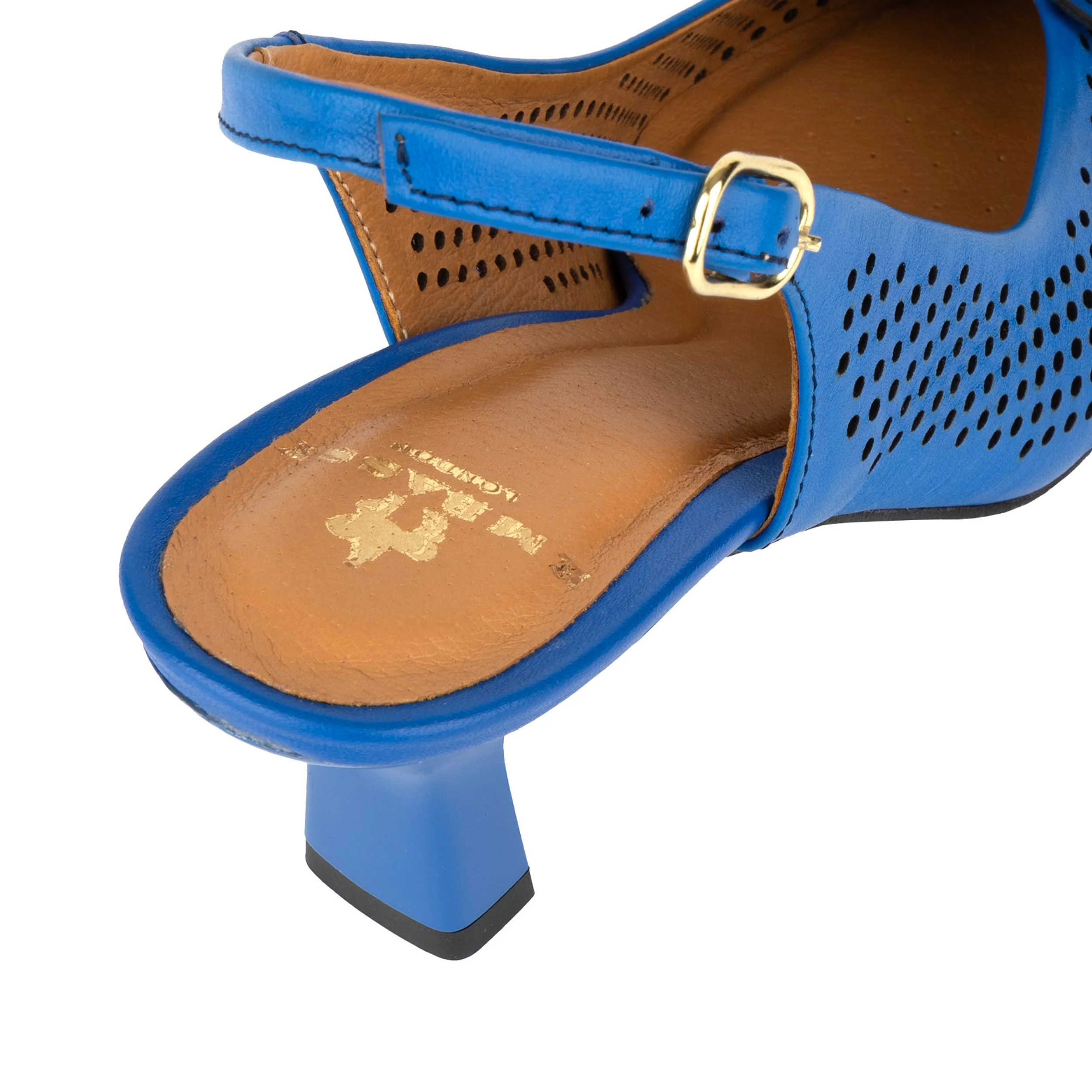 Florence - Vibrant Blue - Women's Leather Slingback Heel with Flower Detail - Image 9