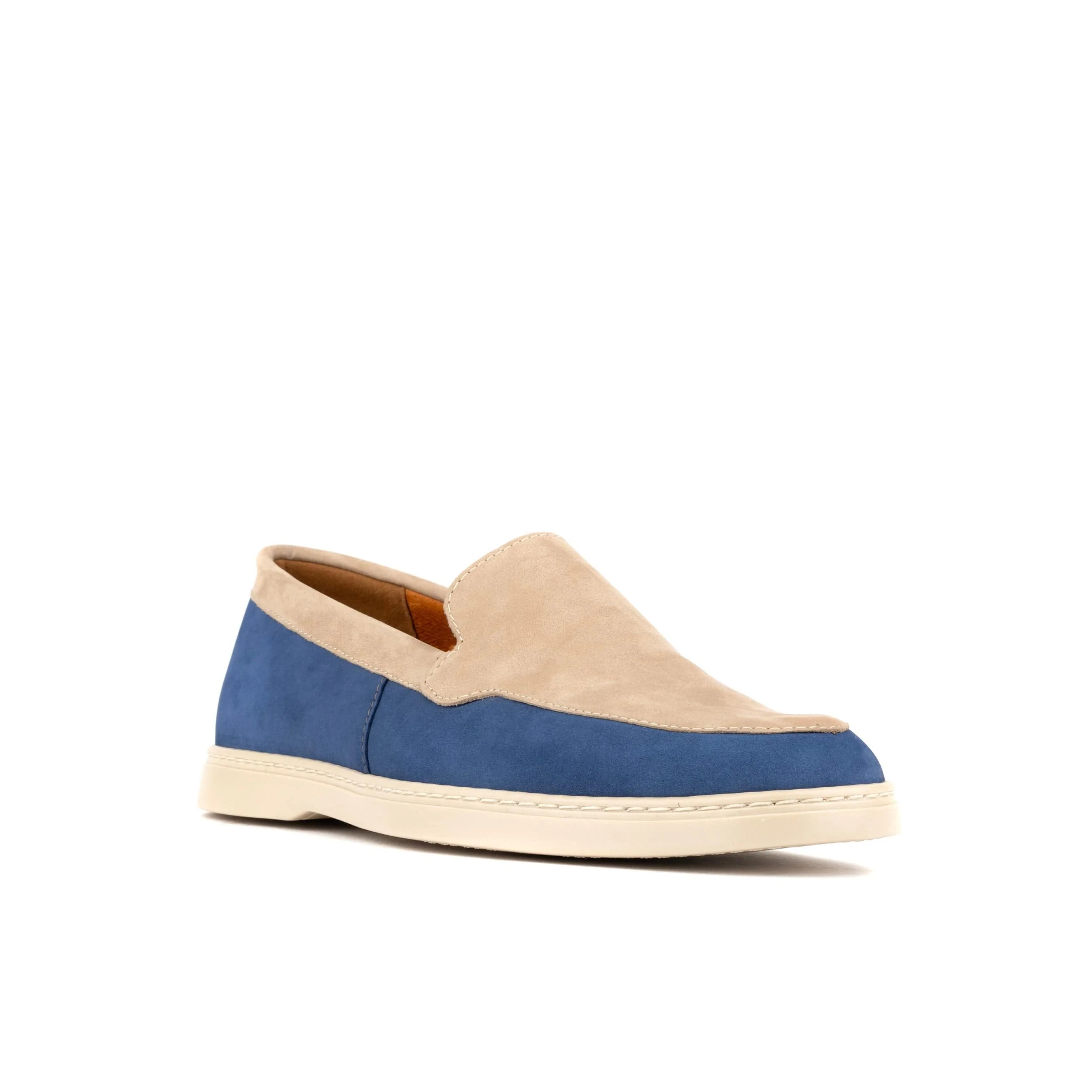 Gareth - Cream & Blue - Men’s two Tone Suede Loafer - Image 3