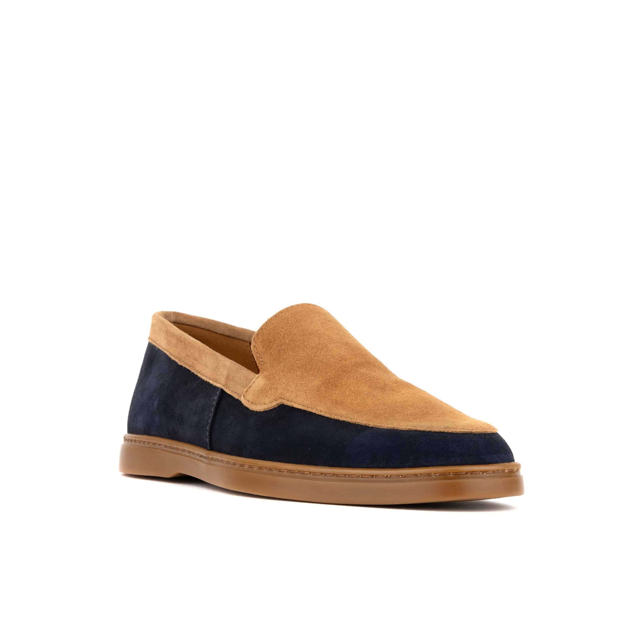 Gareth - Tan & Dark Blue - Men’s Two Tone Suede Loafer - Image 3