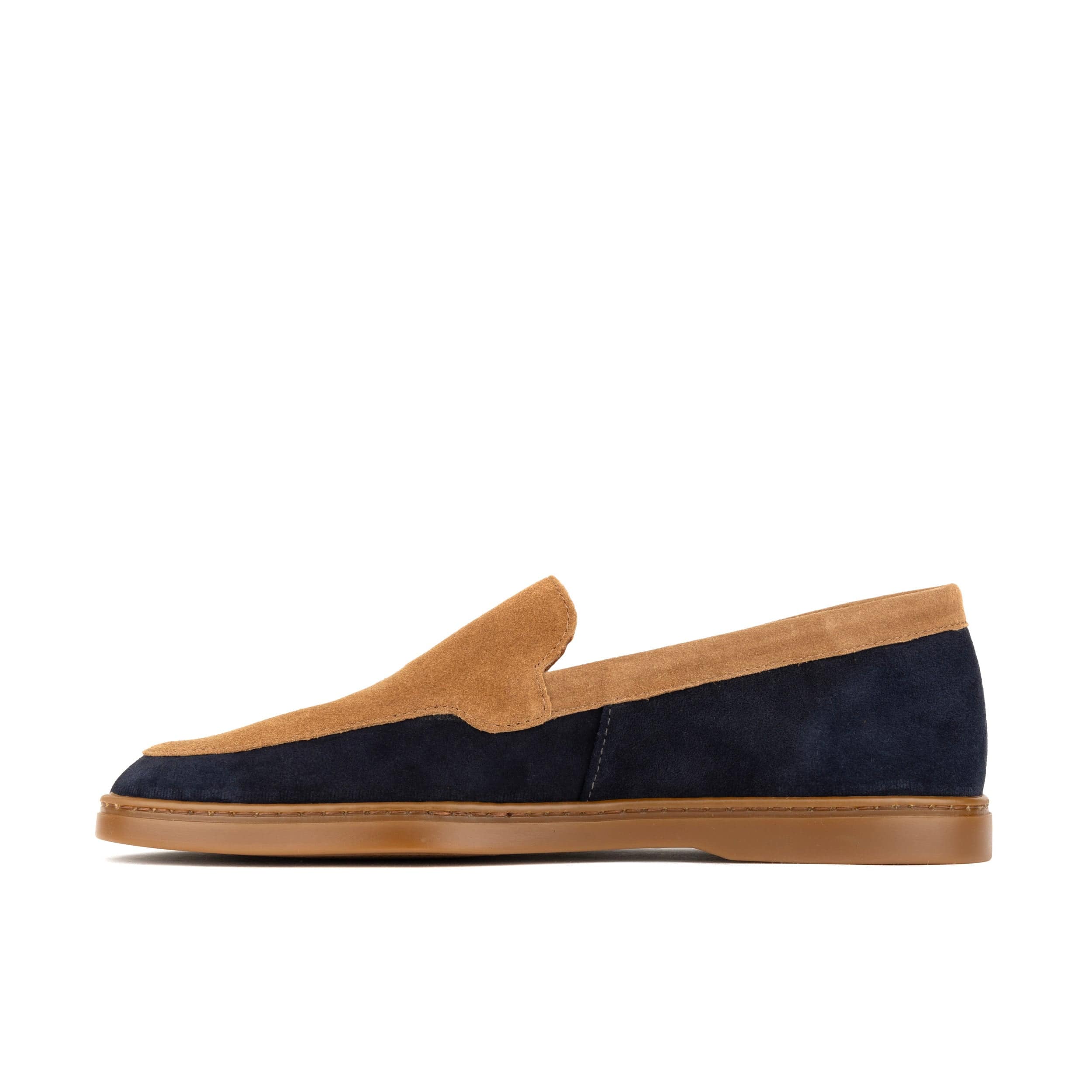 Gareth - Tan & Dark Blue - Men’s Two Tone Suede Loafer - Image 4