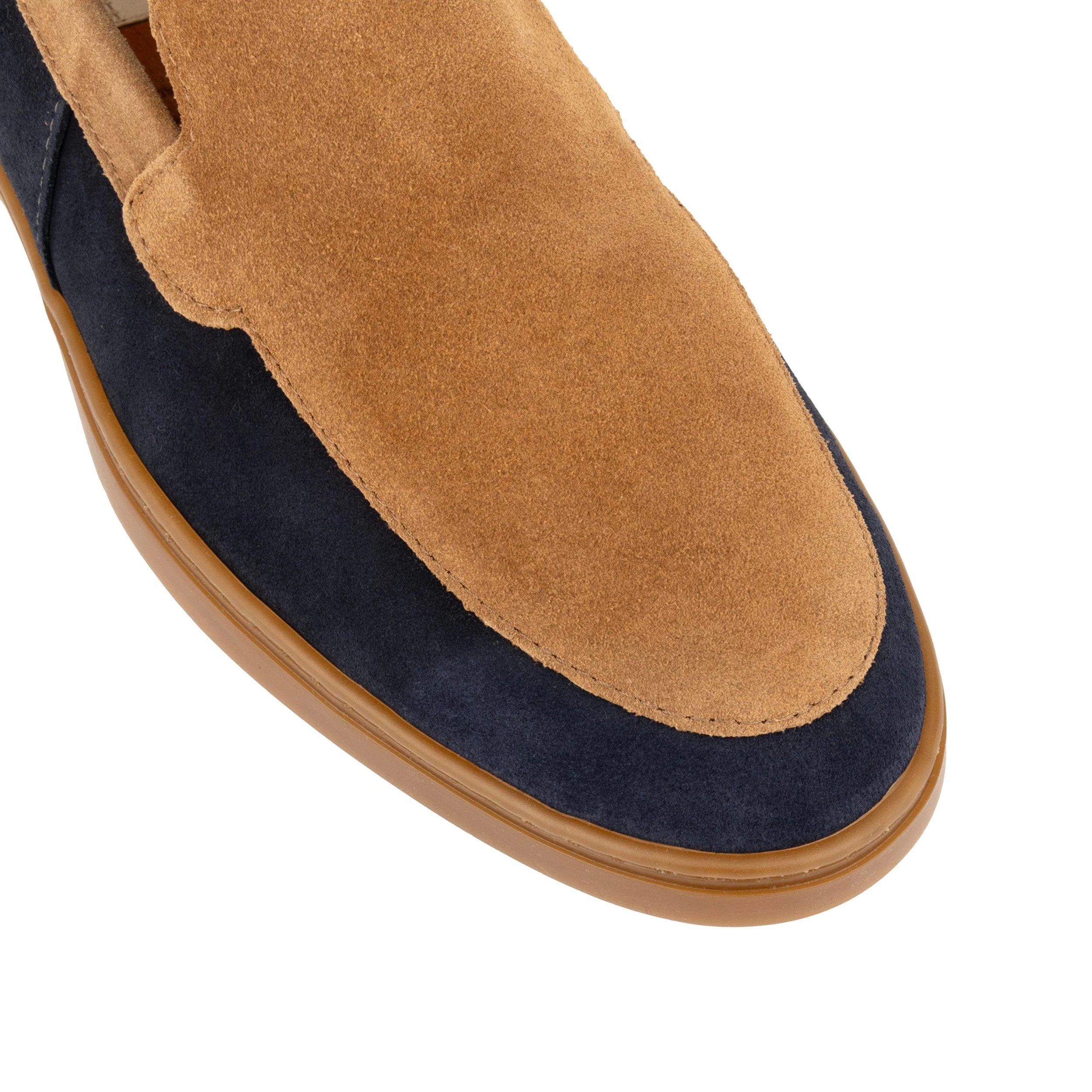 Gareth - Tan & Dark Blue - Men’s Two Tone Suede Loafer - Image 7