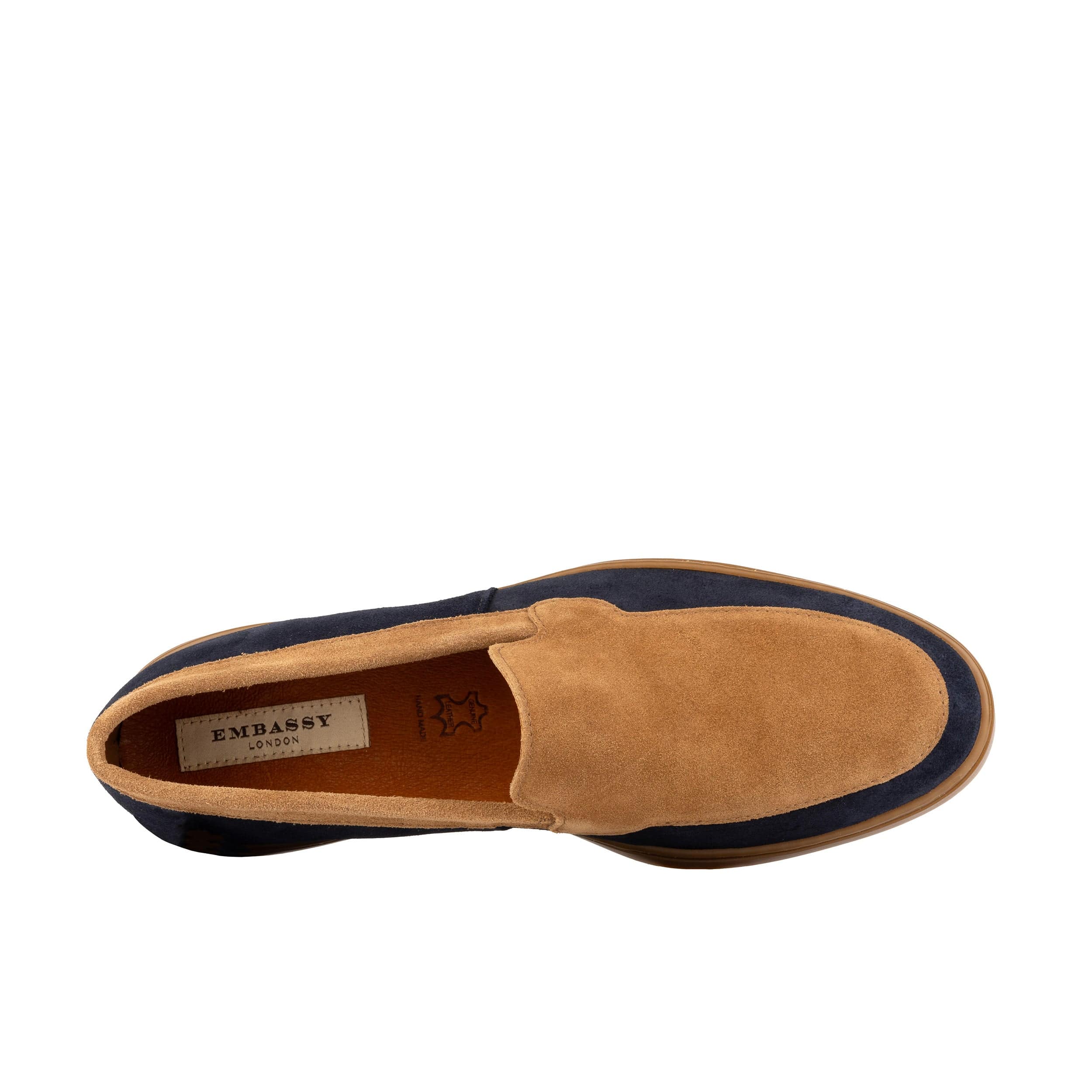 Gareth - Tan & Dark Blue - Men’s Two Tone Suede Loafer - Image 9