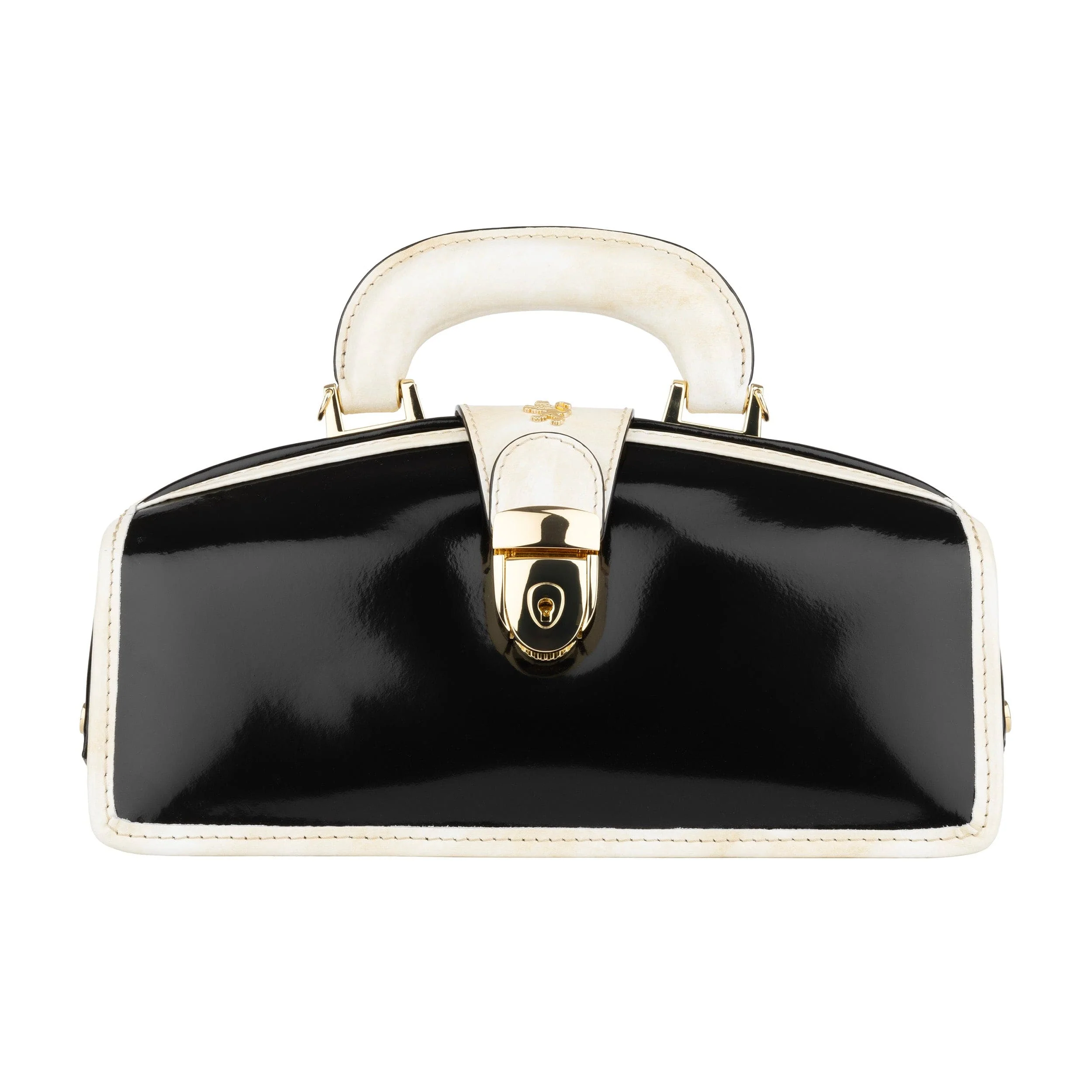 Gazelle - Black & Cream - Women’s patent leather top handle & crossbody bag