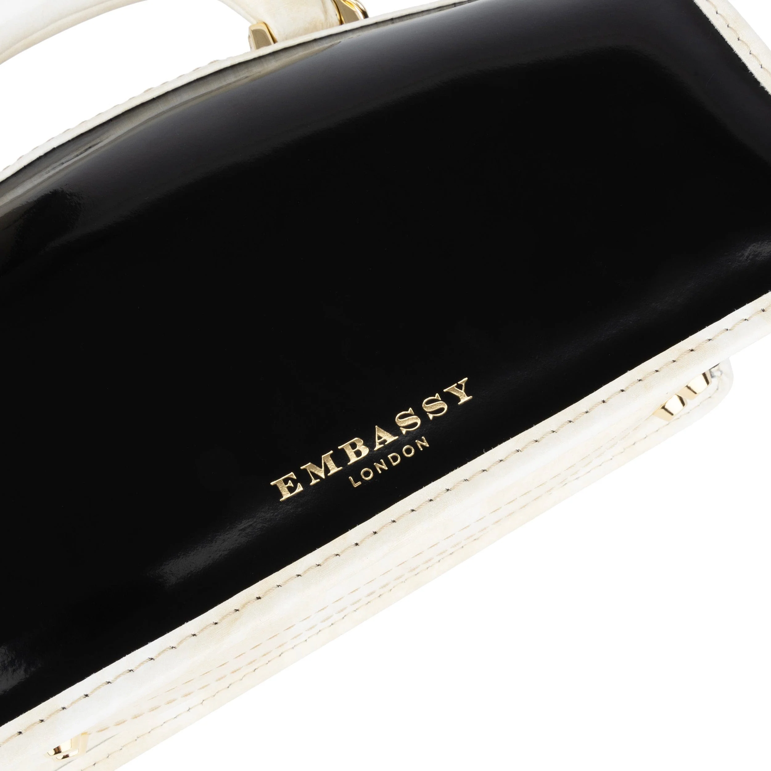 Gazelle - Black & Cream - Women’s patent leather top handle & crossbody bag - Image 6