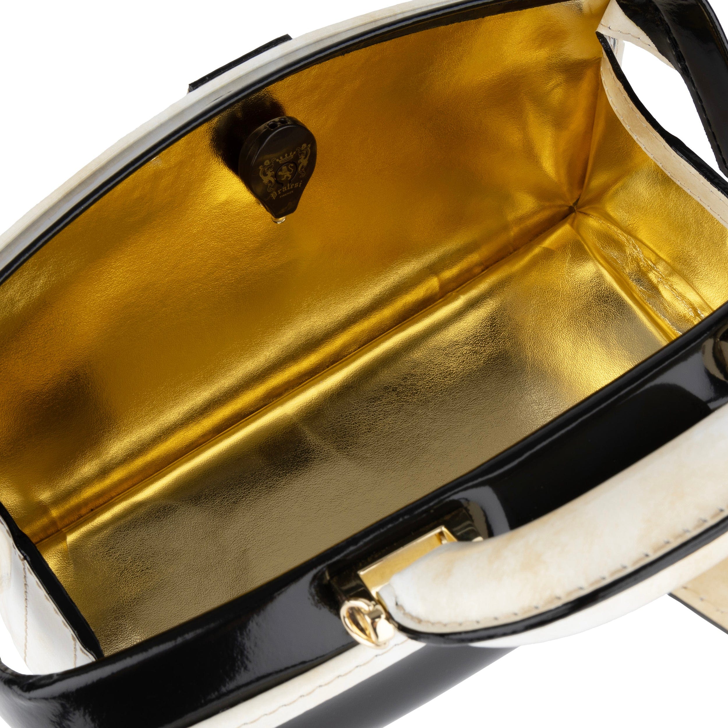 Gazelle - Black & Cream - Women’s patent leather top handle & crossbody bag - Image 7