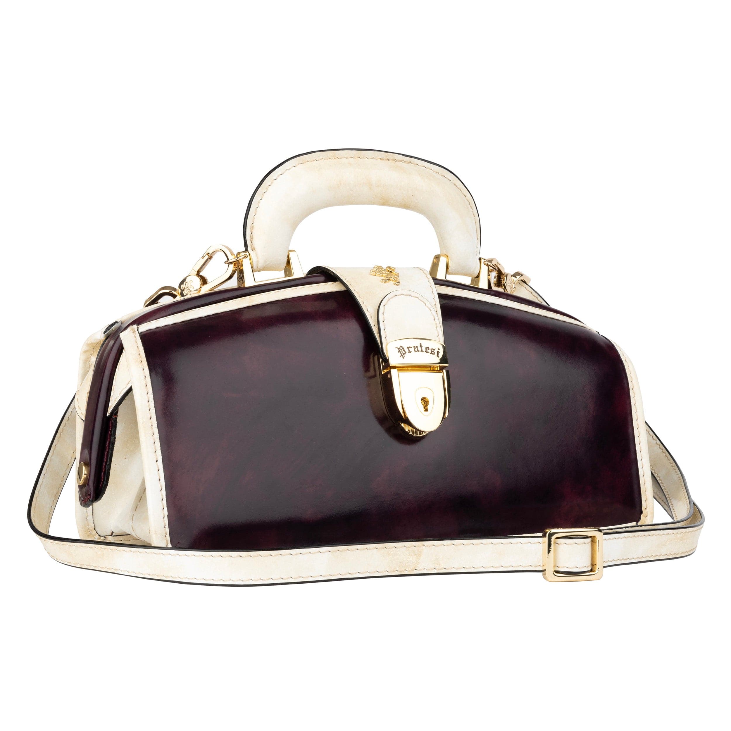 Gazelle - Burgundy & Cream - Women’s patent leather top handle & crossbody bag - Image 2