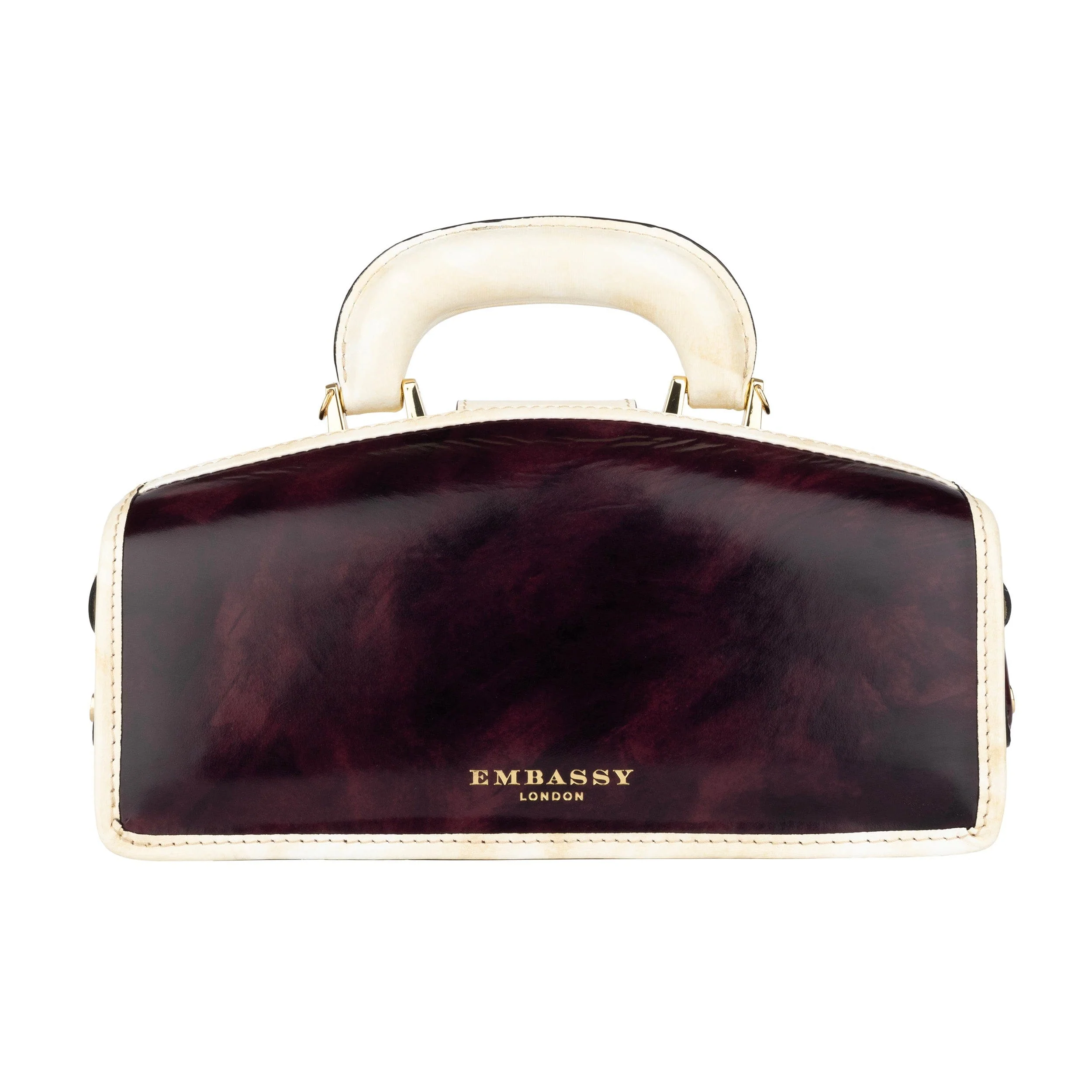 Gazelle - Burgundy & Cream - Women’s patent leather top handle & crossbody bag - Image 3