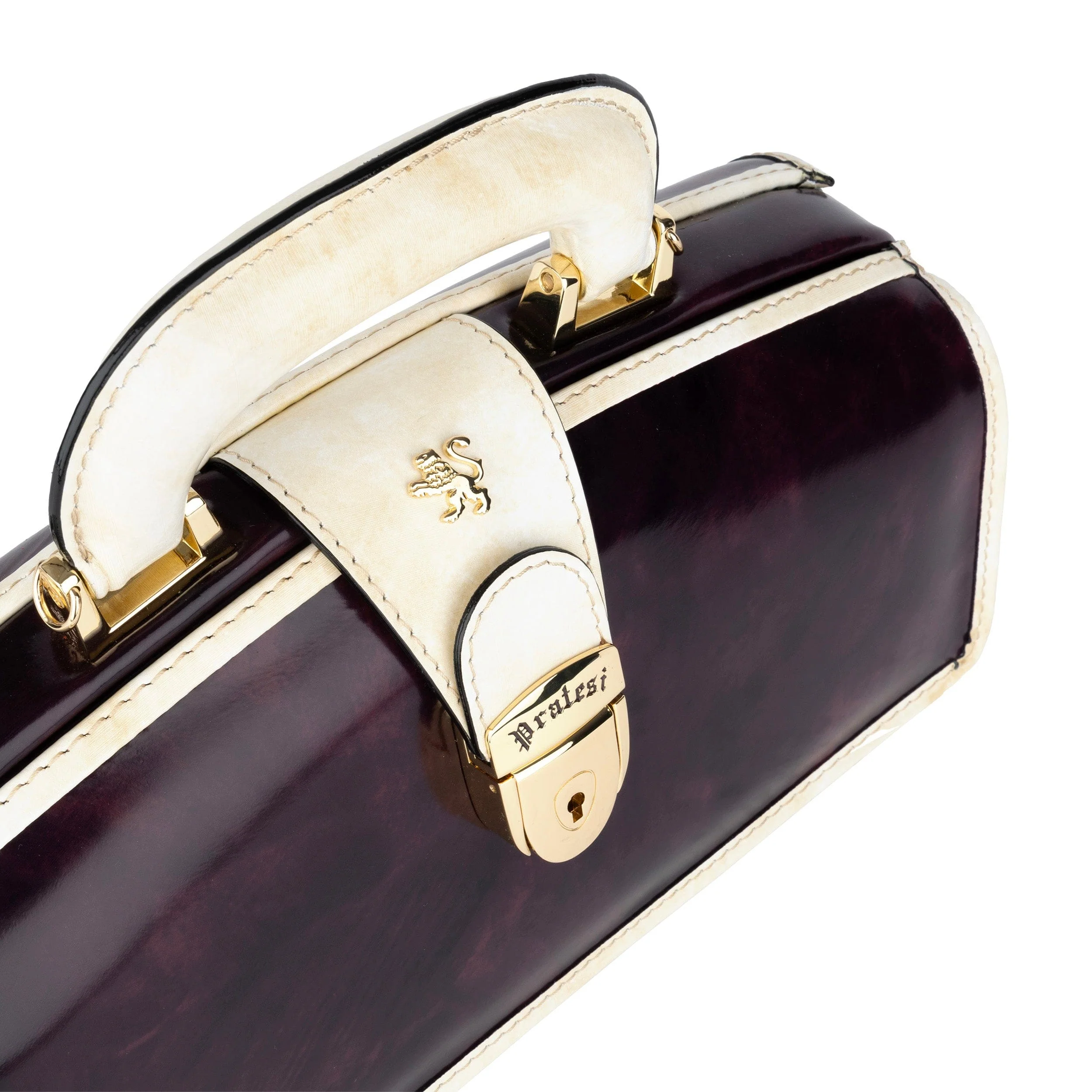 Gazelle - Burgundy & Cream - Women’s patent leather top handle & crossbody bag - Image 4