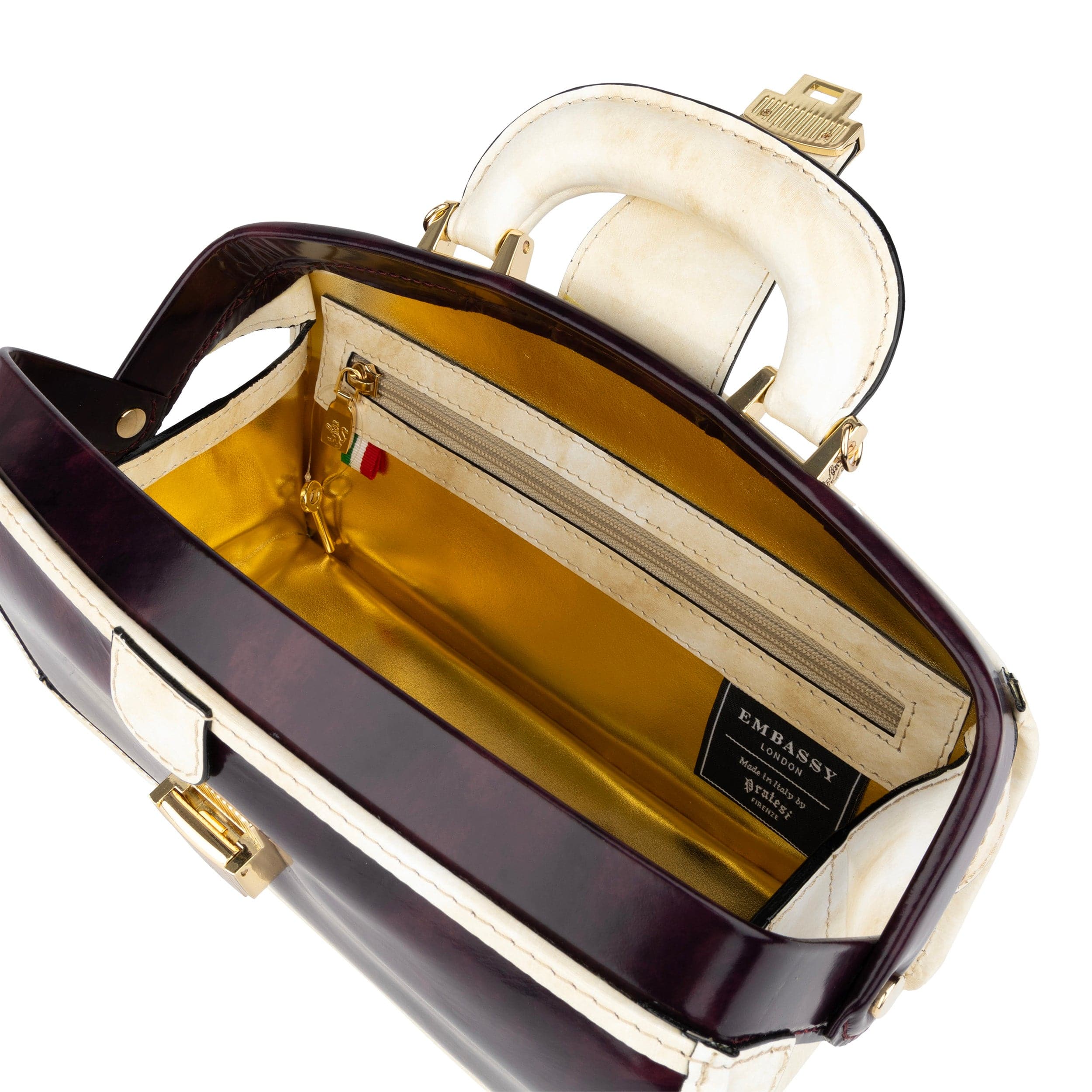 Gazelle - Burgundy & Cream - Women’s patent leather top handle & crossbody bag - Image 5