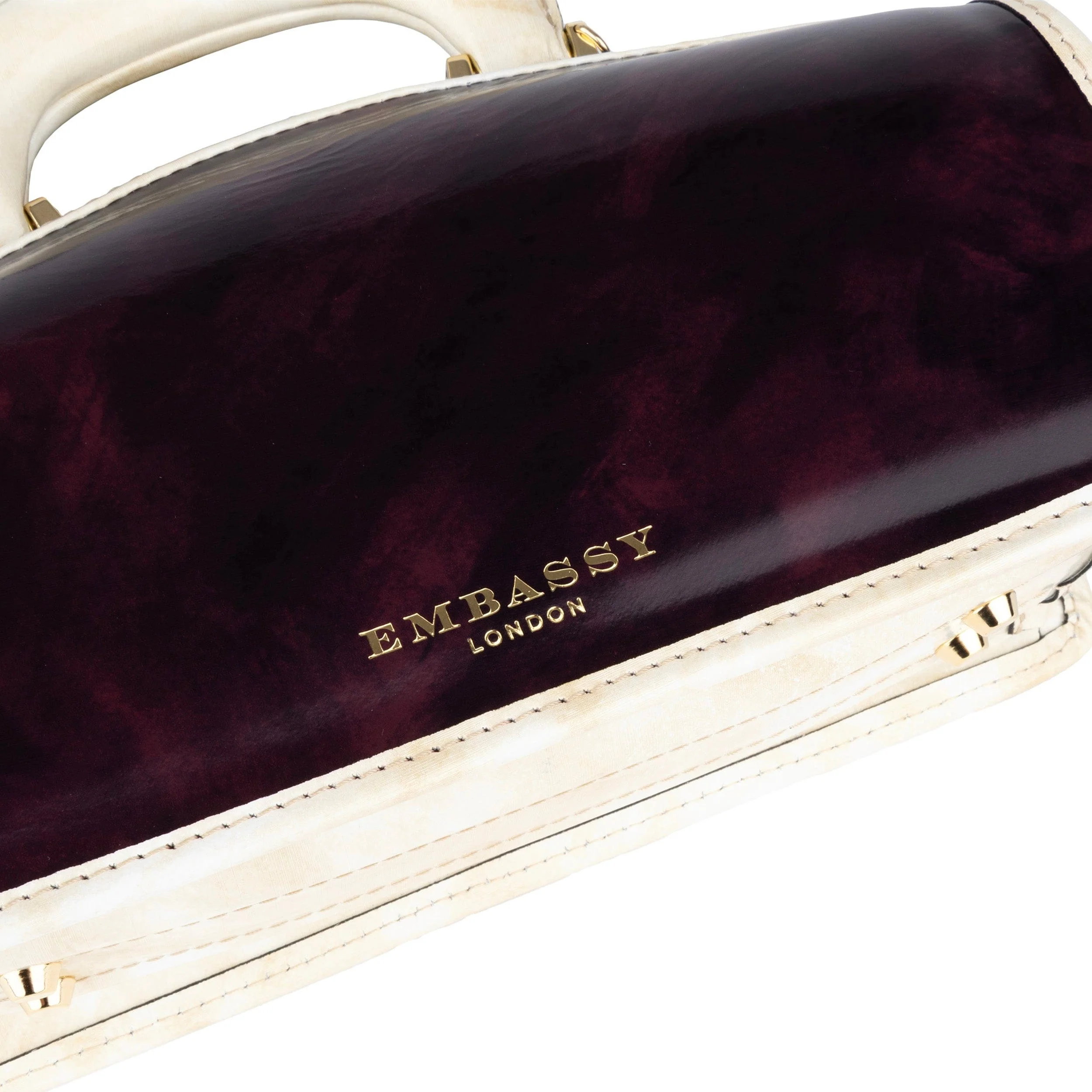 Gazelle - Burgundy & Cream - Women’s patent leather top handle & crossbody bag - Image 6