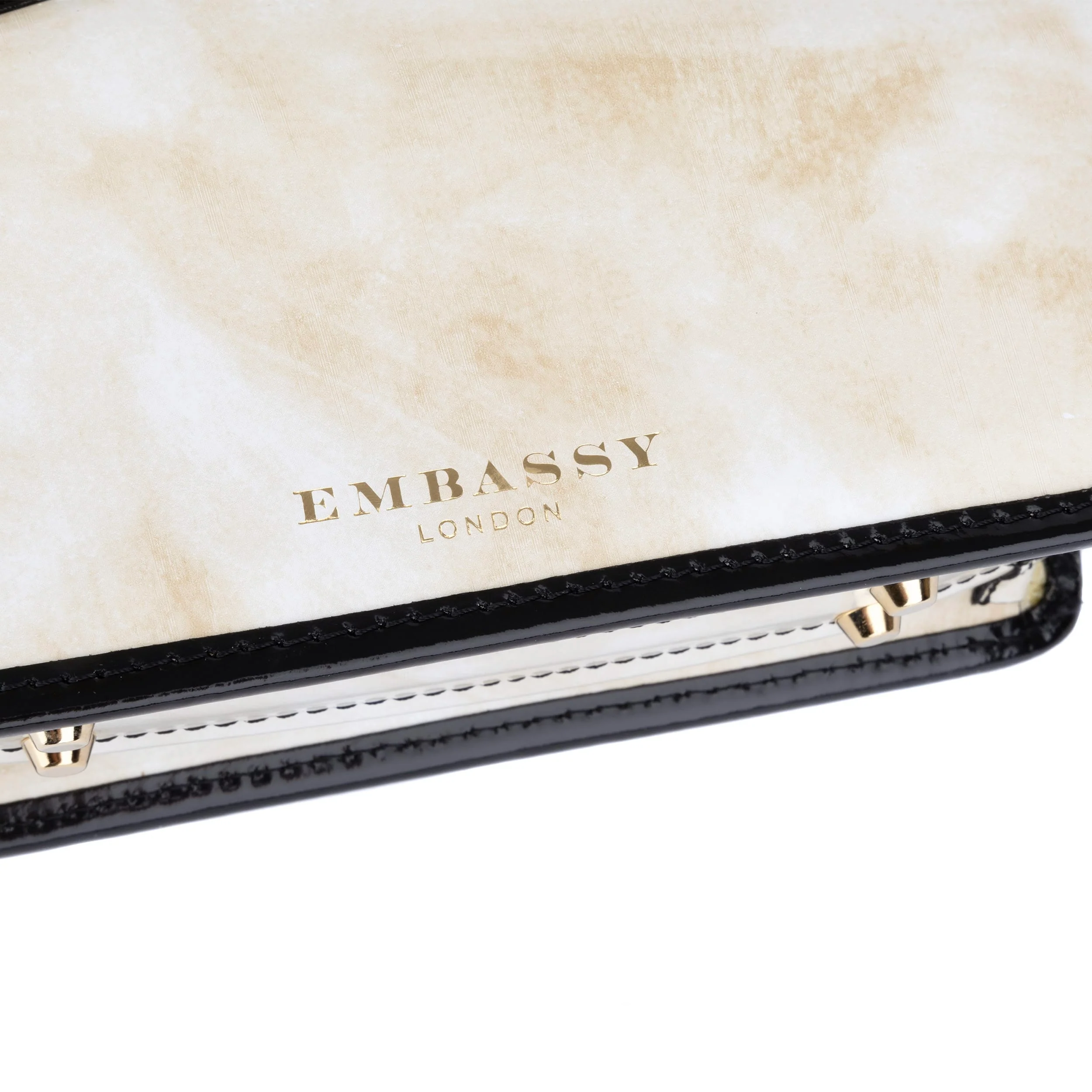 Gazelle Mini - White & Black - Women’s mini patent leather top handle & crossbody bag - Image 5